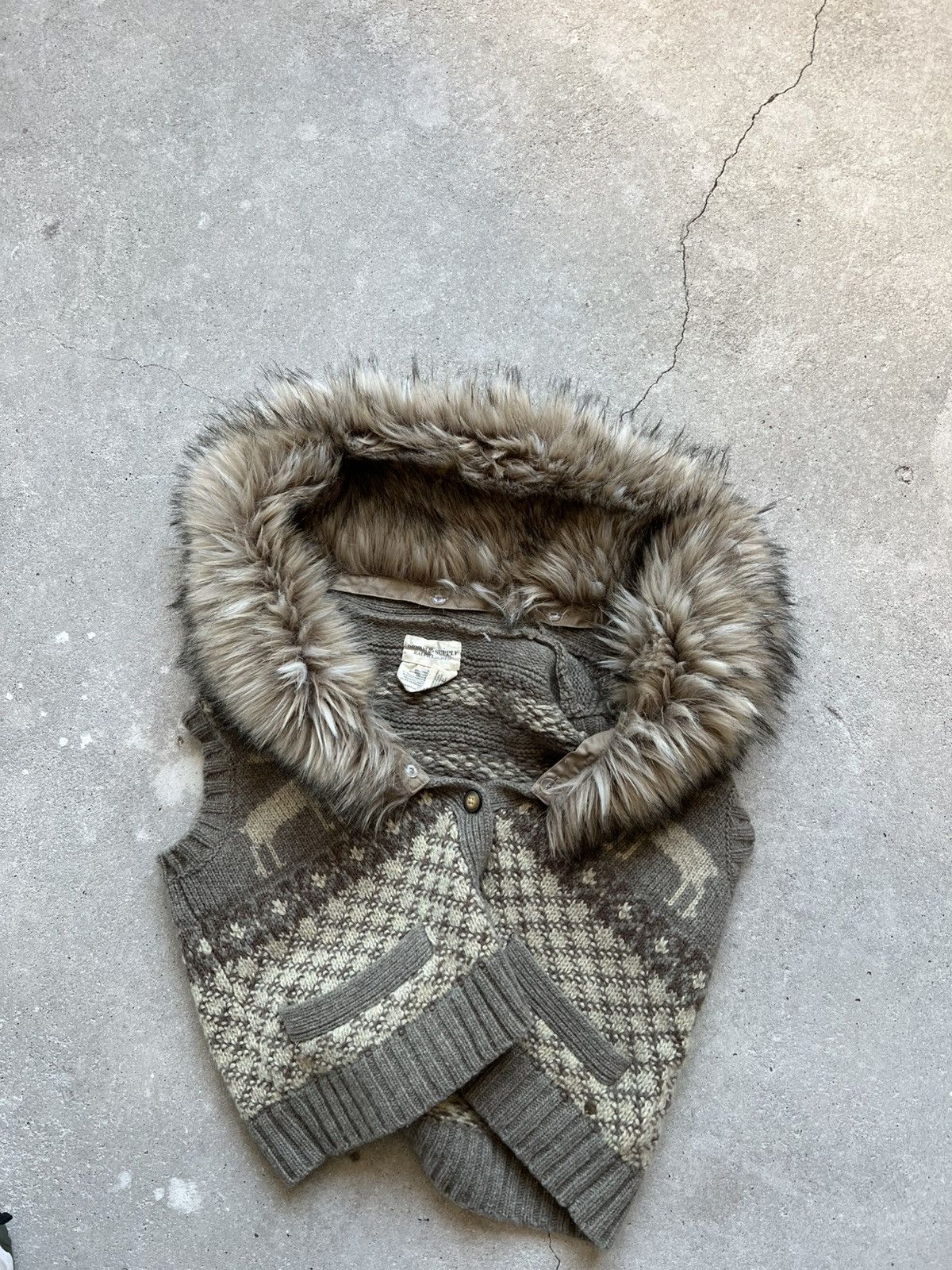 If Six Was Nine × Le Grande Bleu (L.G.B.) × Ralph Lauren Vintage Ralph Lauren fur wool vest denim&supply knitted Size L / US 10 / IT 46 - 8 Thumbnail