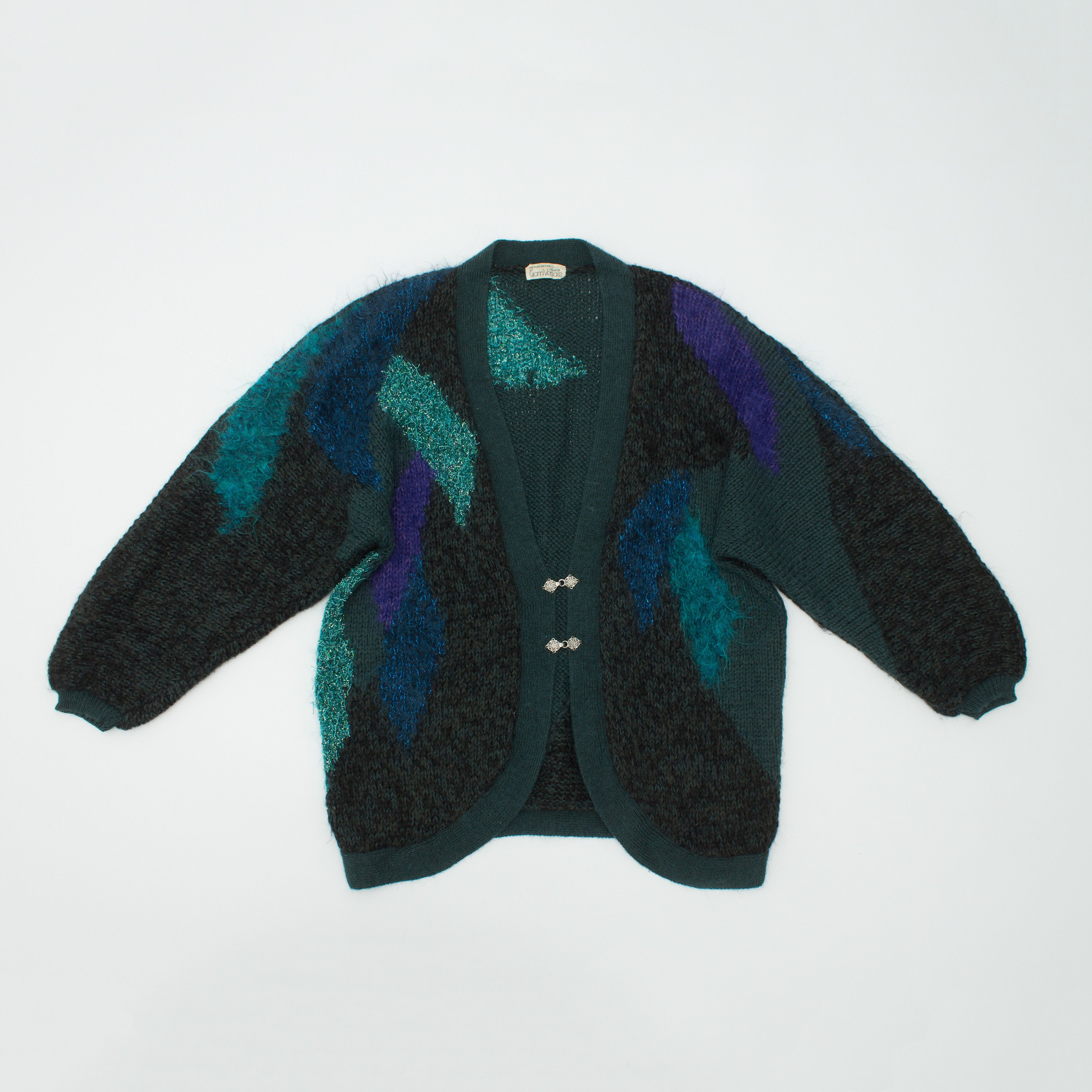 Versace Vintage Handmade Mohair Cardigan Gianni Versace Yarn Tag 80s Size ONE SIZE - 10 Thumbnail