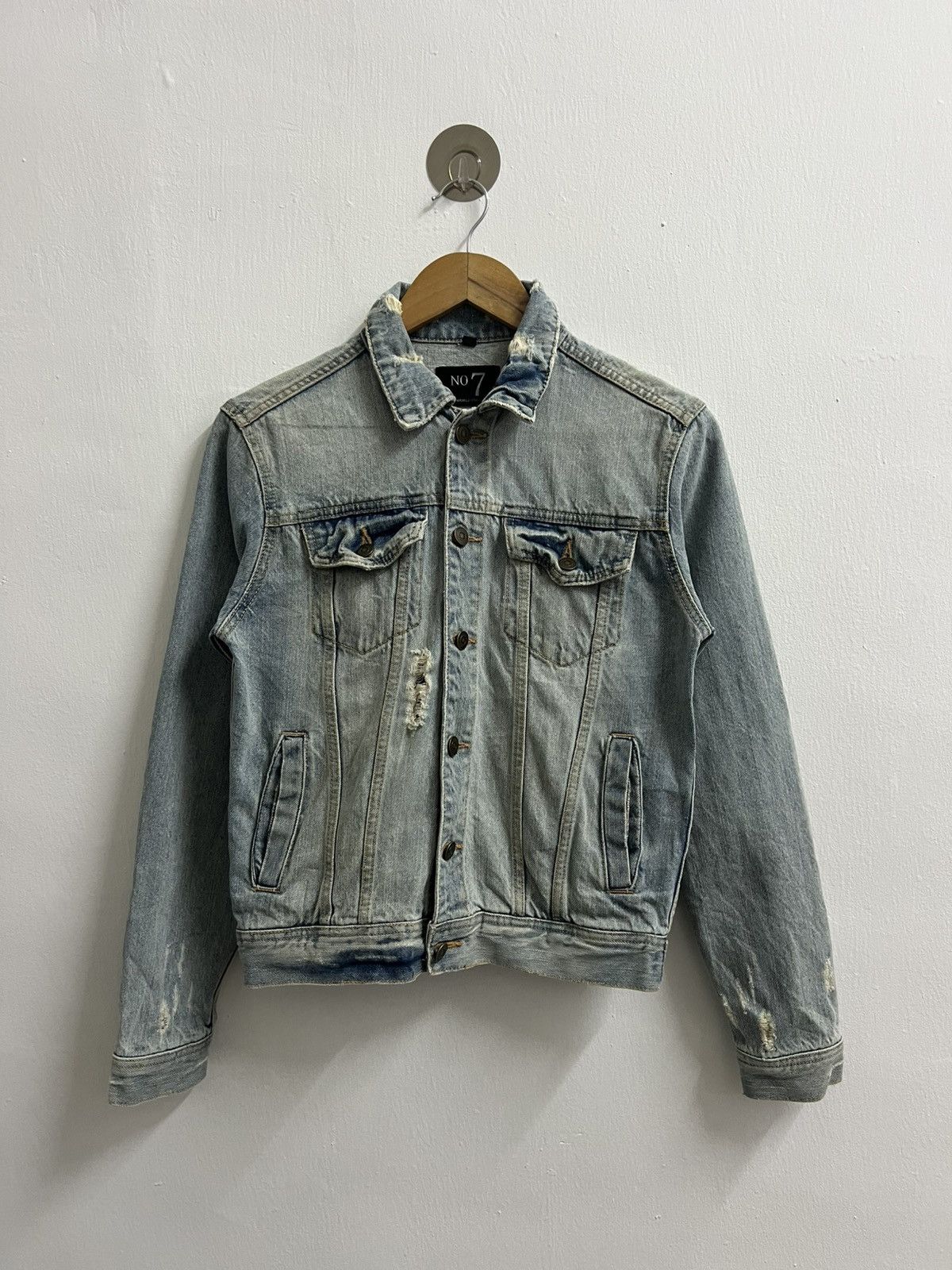 The Unbranded Brand × Vintage No 7 Unbrand Distressed Denim Jacket Size US M / EU 48-50 / 2 - 1 Thumbnail