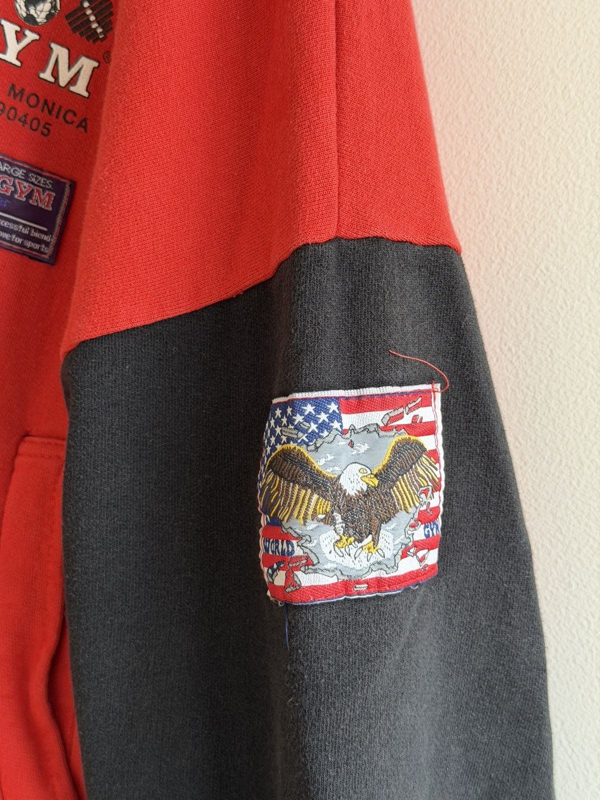 Vintage *RARE* 1980s WORLD GYM TWO-TONE GORILLA BODYBUILDING HOODIE Size US XL / EU 56 / 4 - 3 Thumbnail
