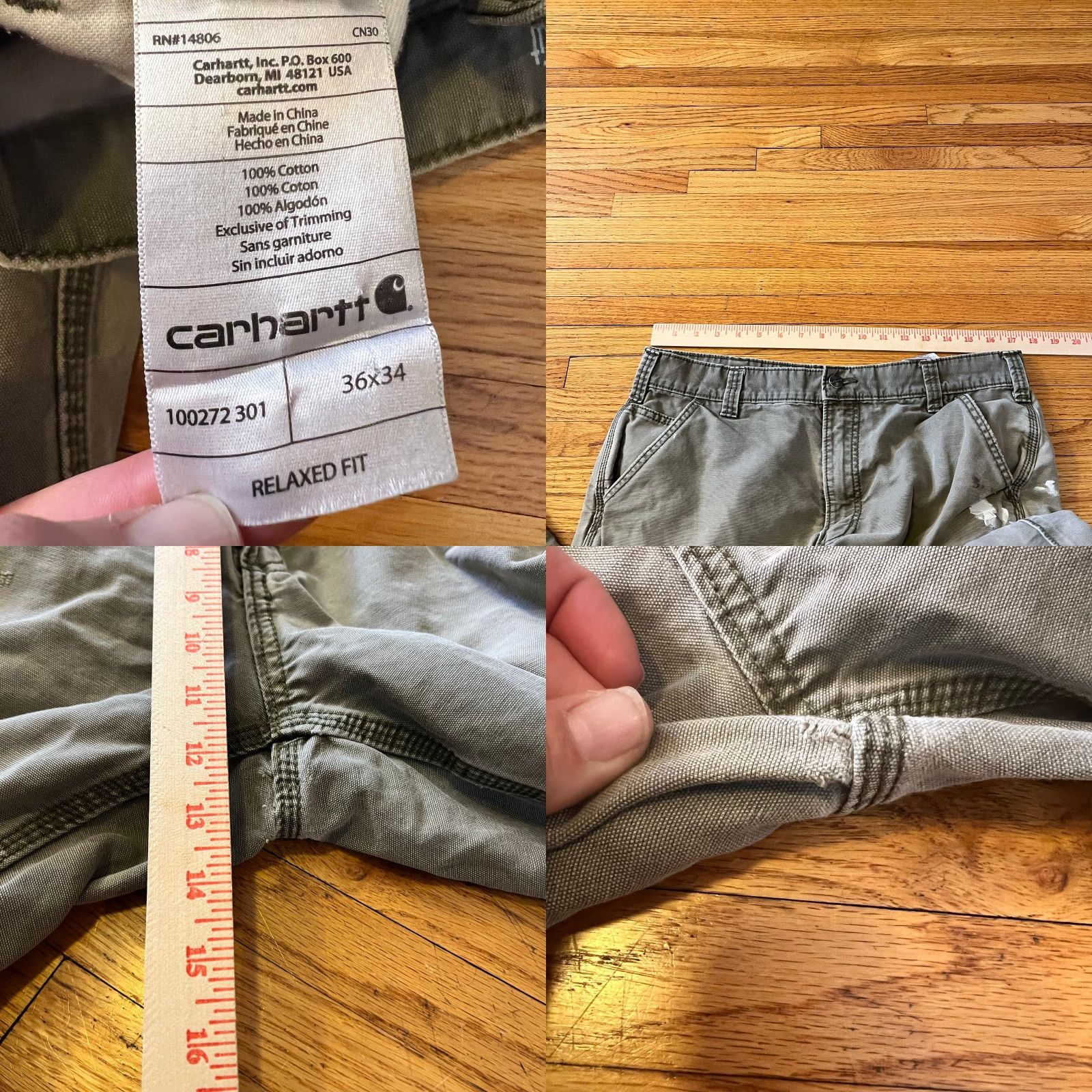 Carhartt Carhartt Cargo Pants Mens 38 x 34 Relaxed Work Distressed Green Tan 34x32 Men Cargo Mens Green Tan Distressed Stains Hole"} Size US 36 / EU 52 - 8 Thumbnail