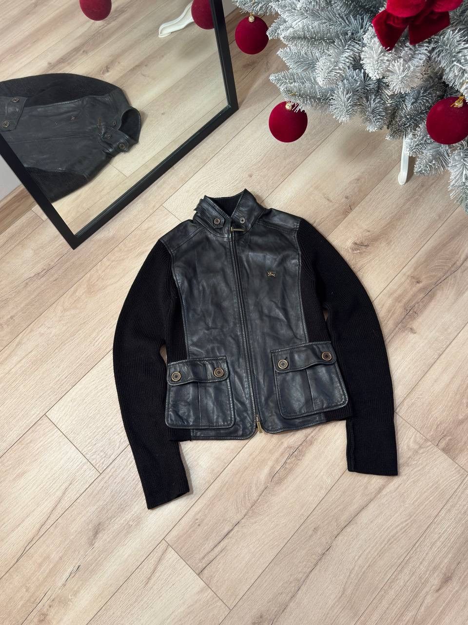 Burberry Burberry Black Leather & Knitt Jacket Size 38 Size XS / US 0-2 / IT 36-38 - 1 Thumbnail