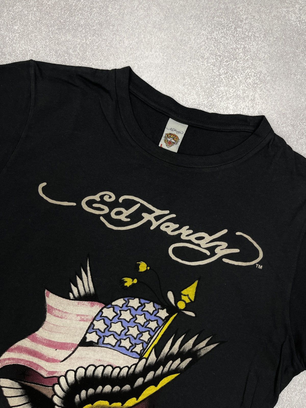 Ed Hardy Vintage Ed Hardy Melrose Born Free Usa Flag Eagle T Shirt Size L / US 10 / IT 46 - 4 Thumbnail