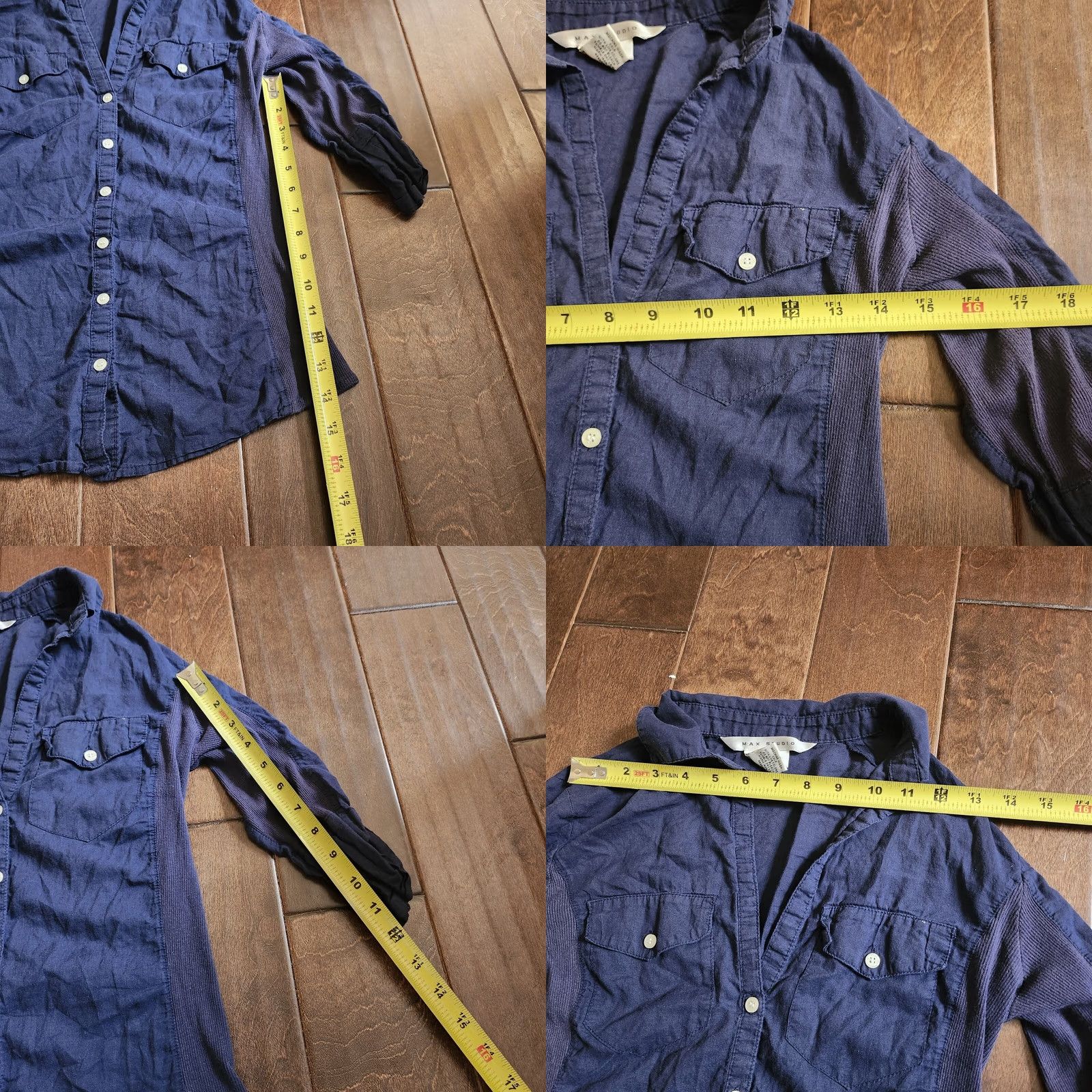 Vintage VINTAGE? No. Max Studio Shirt Men Navy Blue Pocket Button-Up Regular Small Cotton Long Sleeve Casual Travel Party 90s? Size US S / EU 44-46 / 1 - 8 Thumbnail