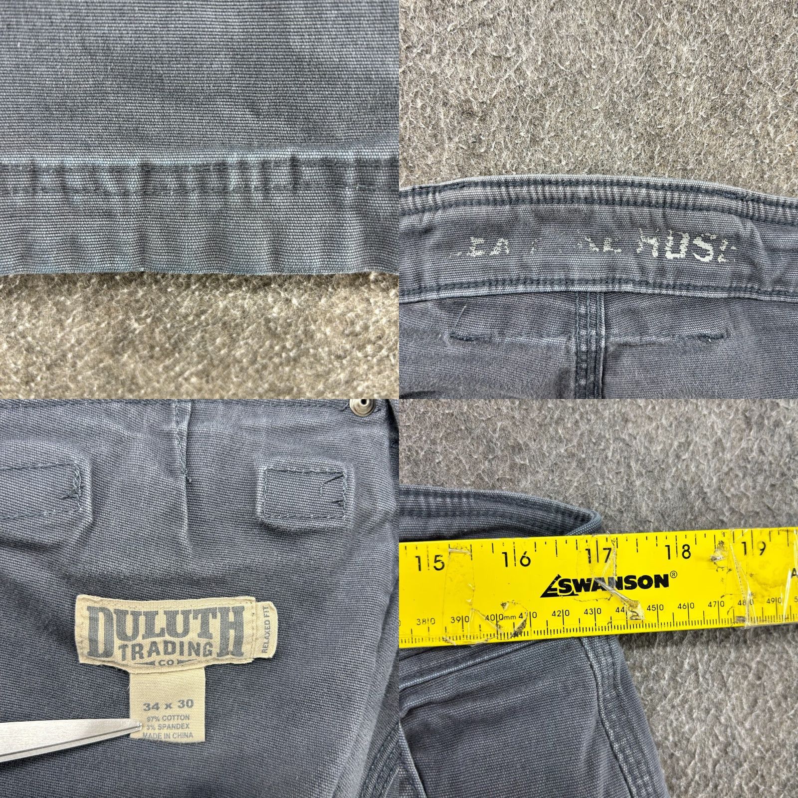 Vintage Duluth Pants Men Casual Workwear Cargo Flat Front Relaxed Straight Gray 34x30 Cotton Canvas Pockets Logo Zipper Vintage No Size US 34 / EU 50 - 8 Thumbnail