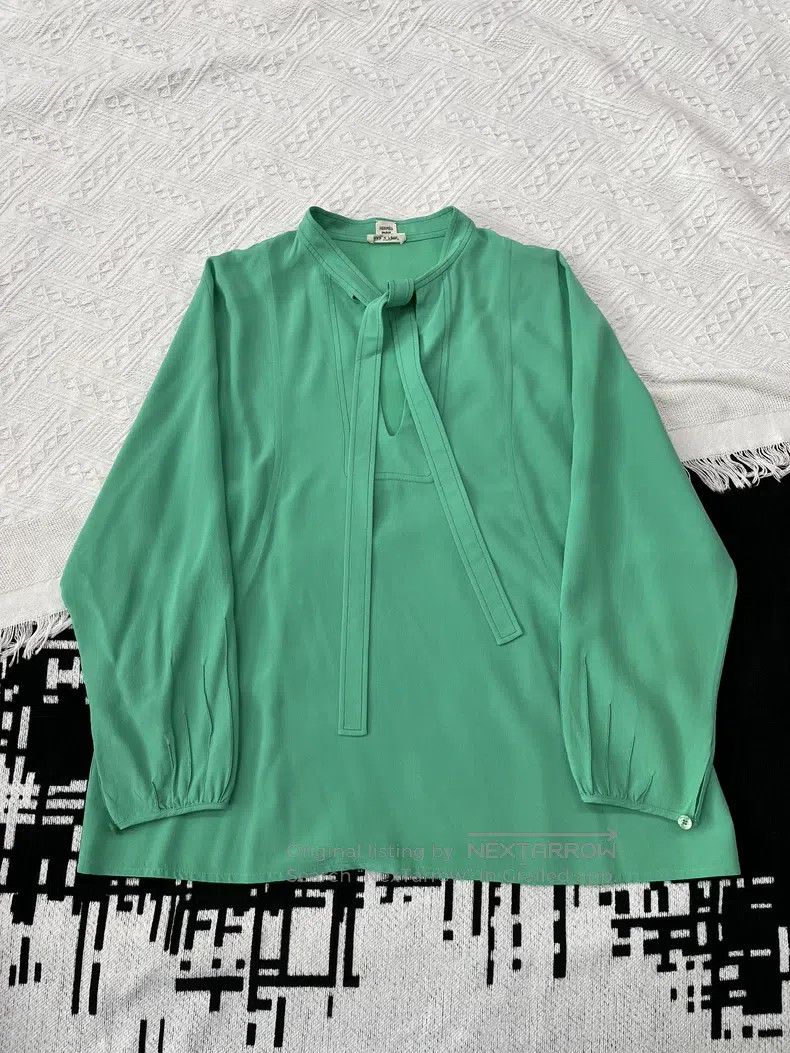 Hermes Hermes Green tie-dyed silk blouse Size XXS / US 00 / IT 34 - 1 Thumbnail