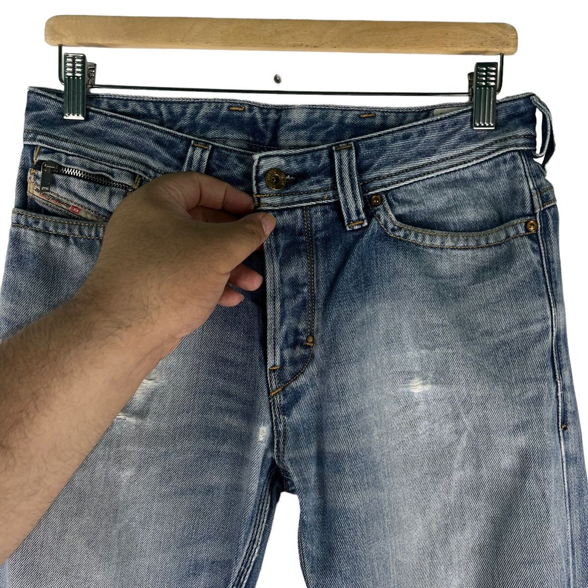 Diesel 🔥Distressed Denim Straight Cut Diesel Biker Punk Design Size US 34 / EU 50 - 6 Thumbnail