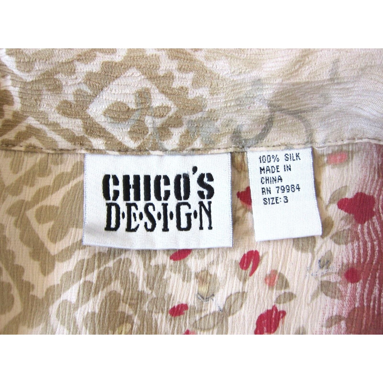 Vintage Chico's Design 100% Silk Brown Pink Floral Button Down Short Sleeve Blouse 3/L Size L / US 10 / IT 46 - 4 Thumbnail
