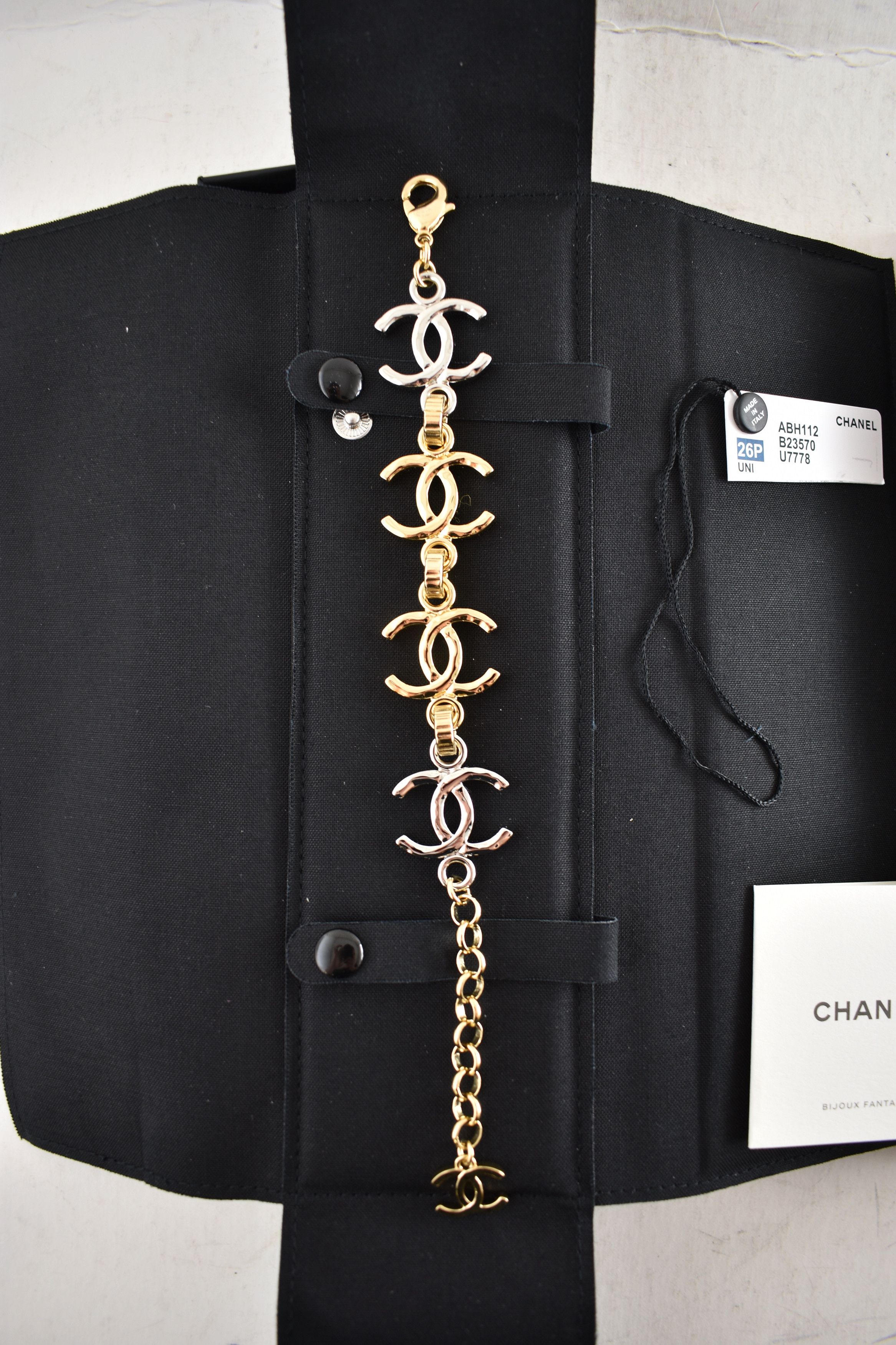 Chanel Chanel 26P Gold Silver Mixed Metal XL CC Logo Arm Bracelet Size ONE SIZE - 3 Thumbnail
