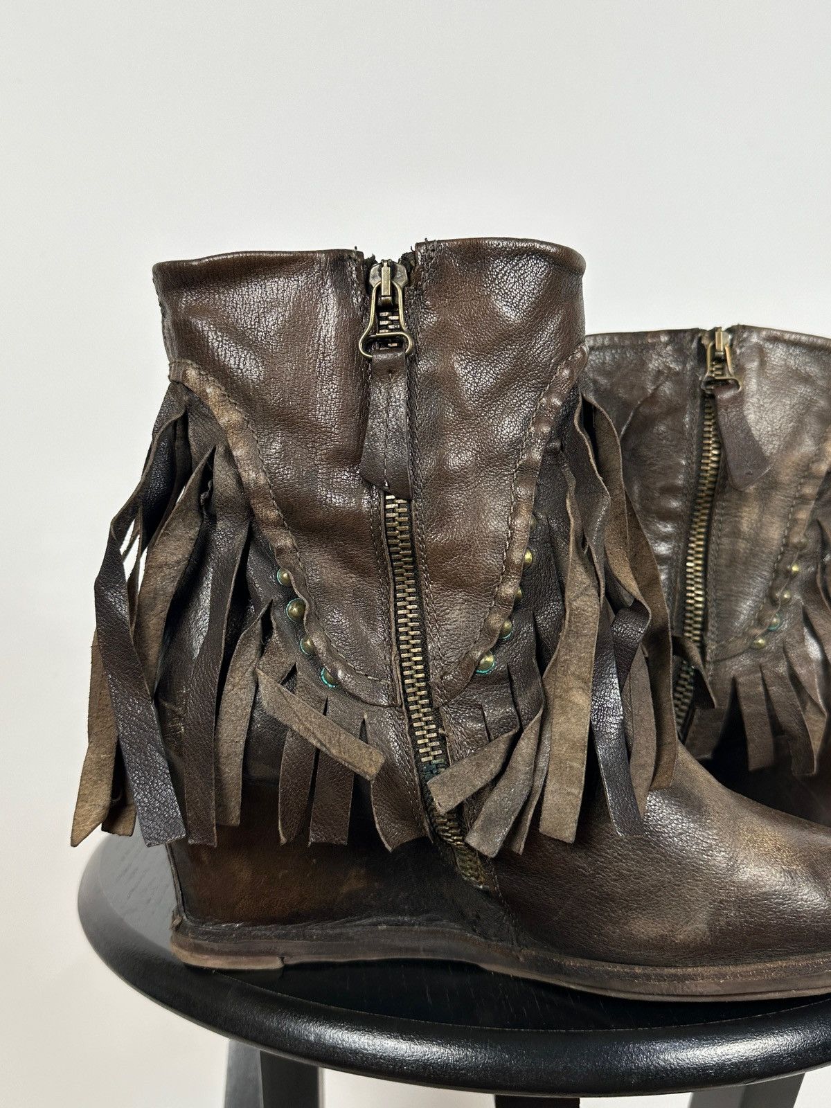 A.S.98 A.S.98. Airstep Leather Fringe Ankle Boho Western Boots Size US 7 / IT 37 - 16 Thumbnail