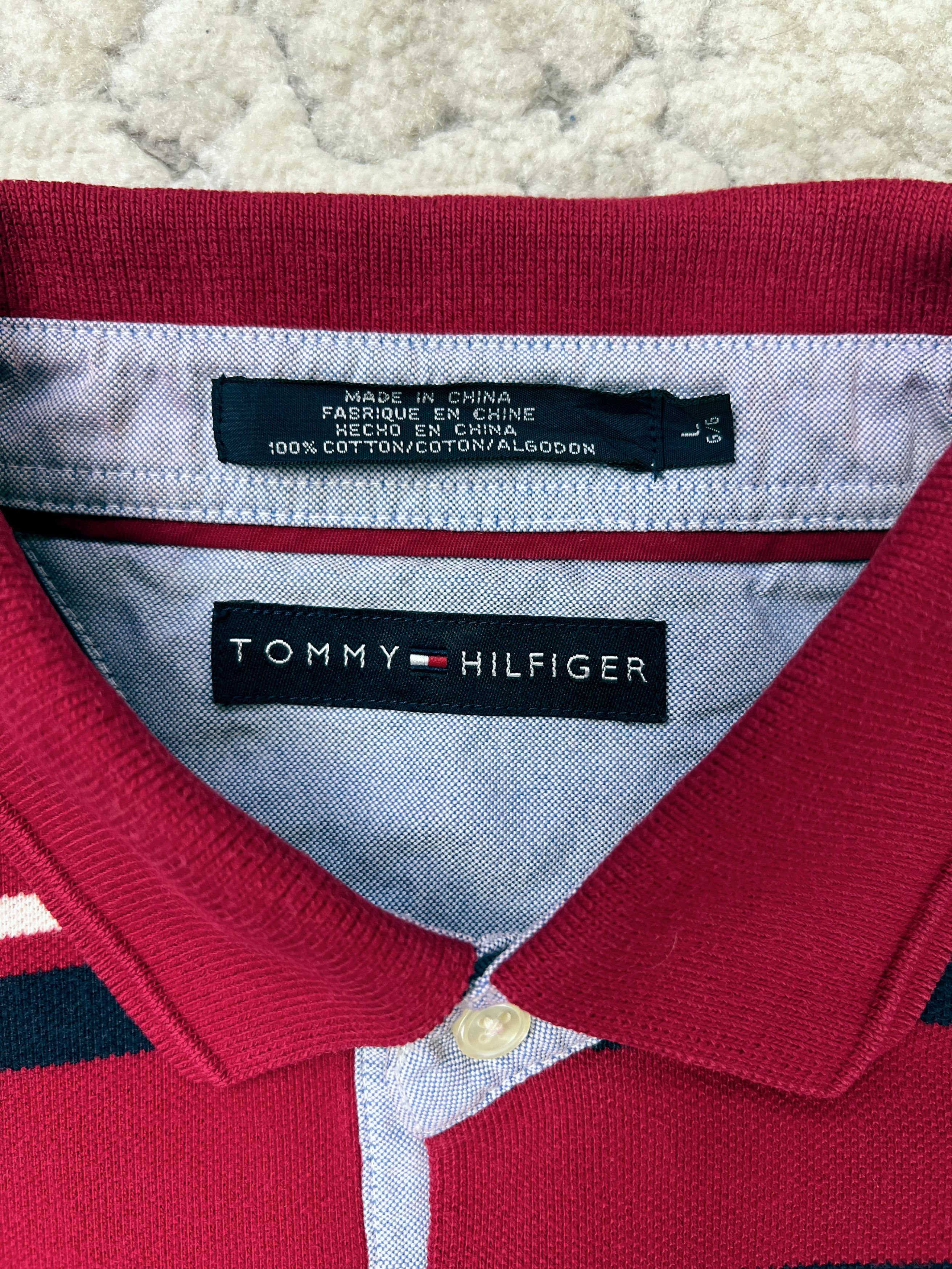 Tommy Hilfiger Tommy Hilfiger Y2K Striped Rugby Polo Shirt Long Sleeve Red Size US L / EU 52-54 / 3 - 12 Thumbnail
