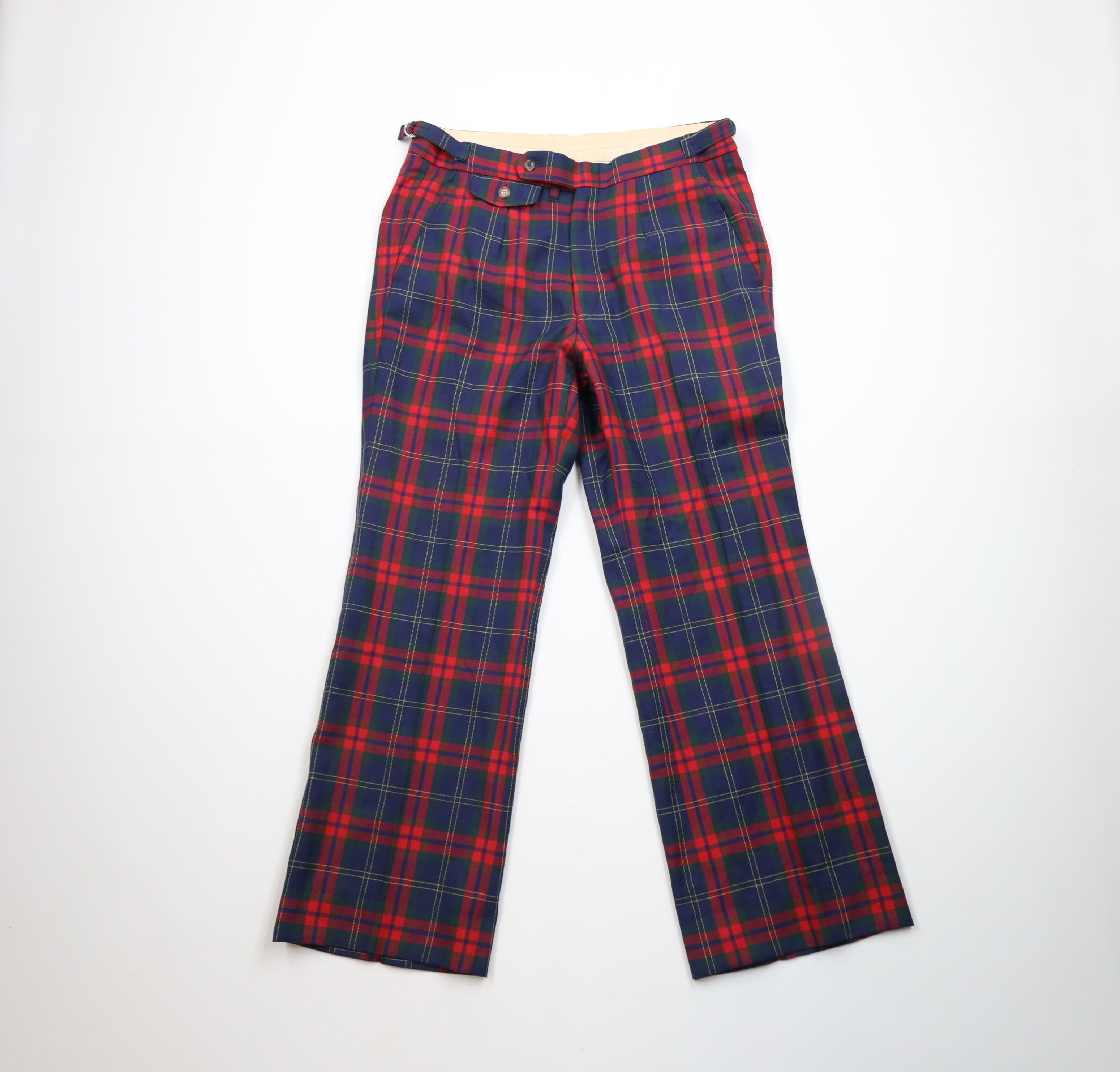 Vintage 70s Streetwear Wool Bell Bottoms Chino Pants Plaid