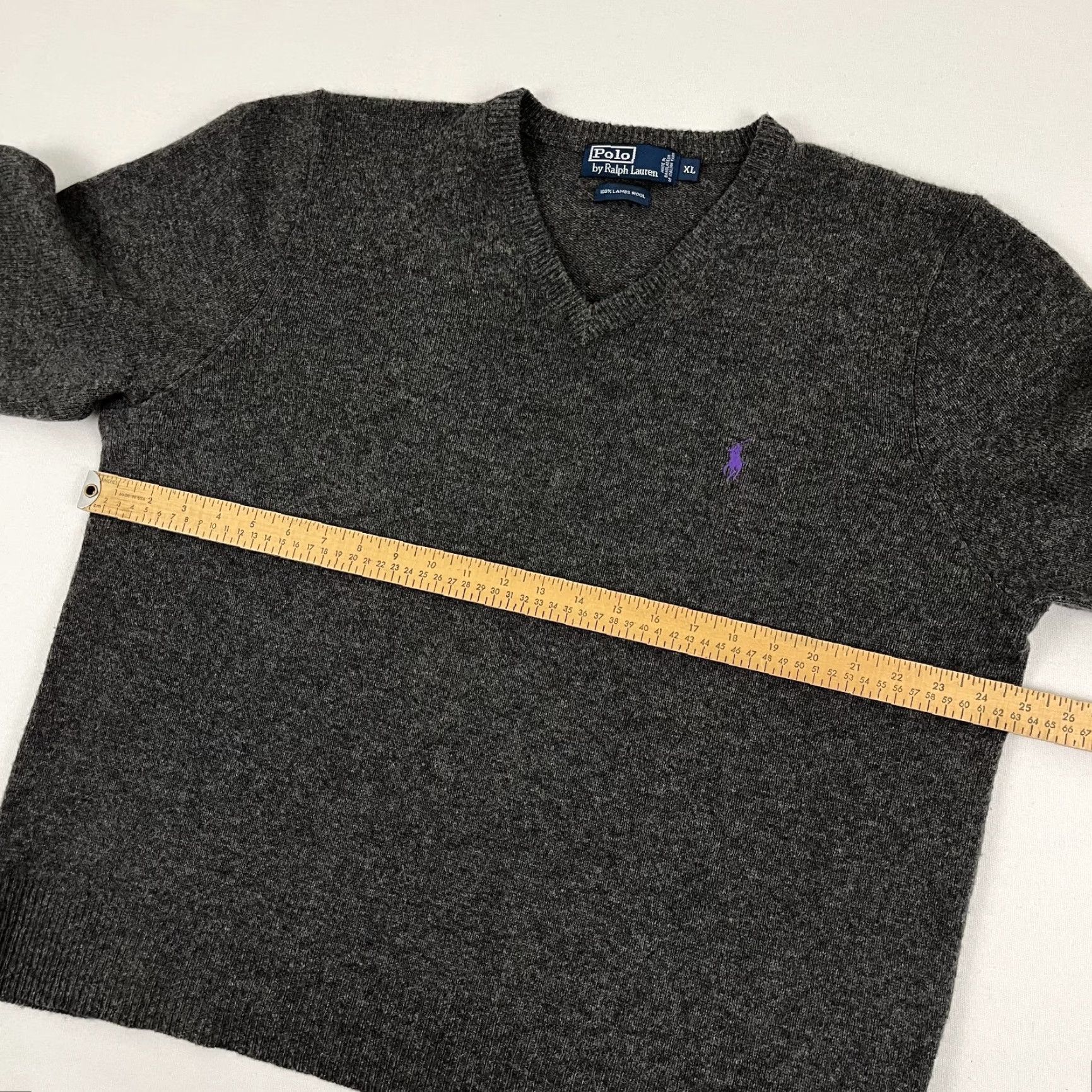 Polo Ralph Lauren Polo Ralph Lauren Sweater Mens XL Gray Lambs Wool Knit Jumper Pullover V-Neck Size US XL / EU 56 / 4 - 6 Thumbnail