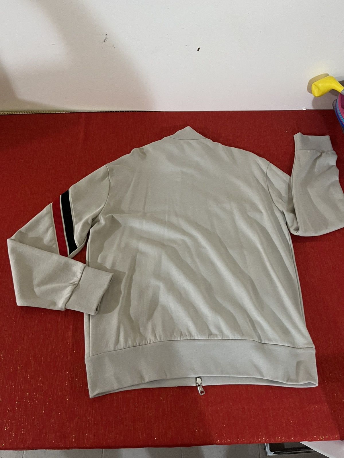 Moncler Moncler Zip Up Jacket With Striped Sleeve Sz XL Size US XL / EU 56 / 4 - 20 Thumbnail