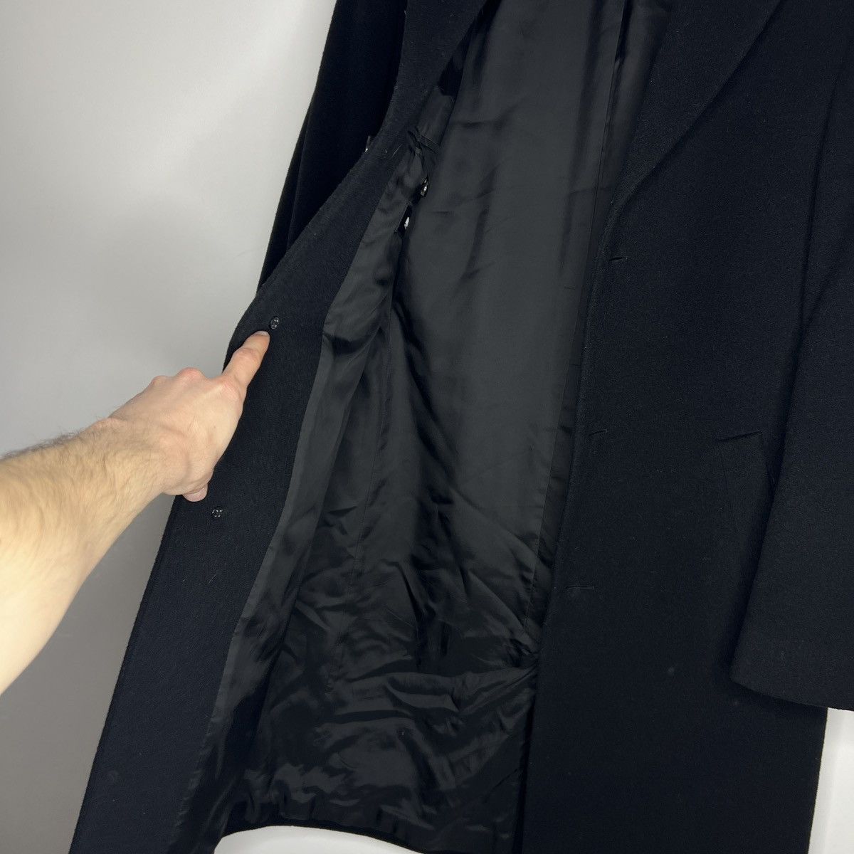 Hugo Boss Vintage Hugo Boss Wool Long Coat Jacket Black 90s Size US M / EU 48-50 / 2 - 8 Thumbnail