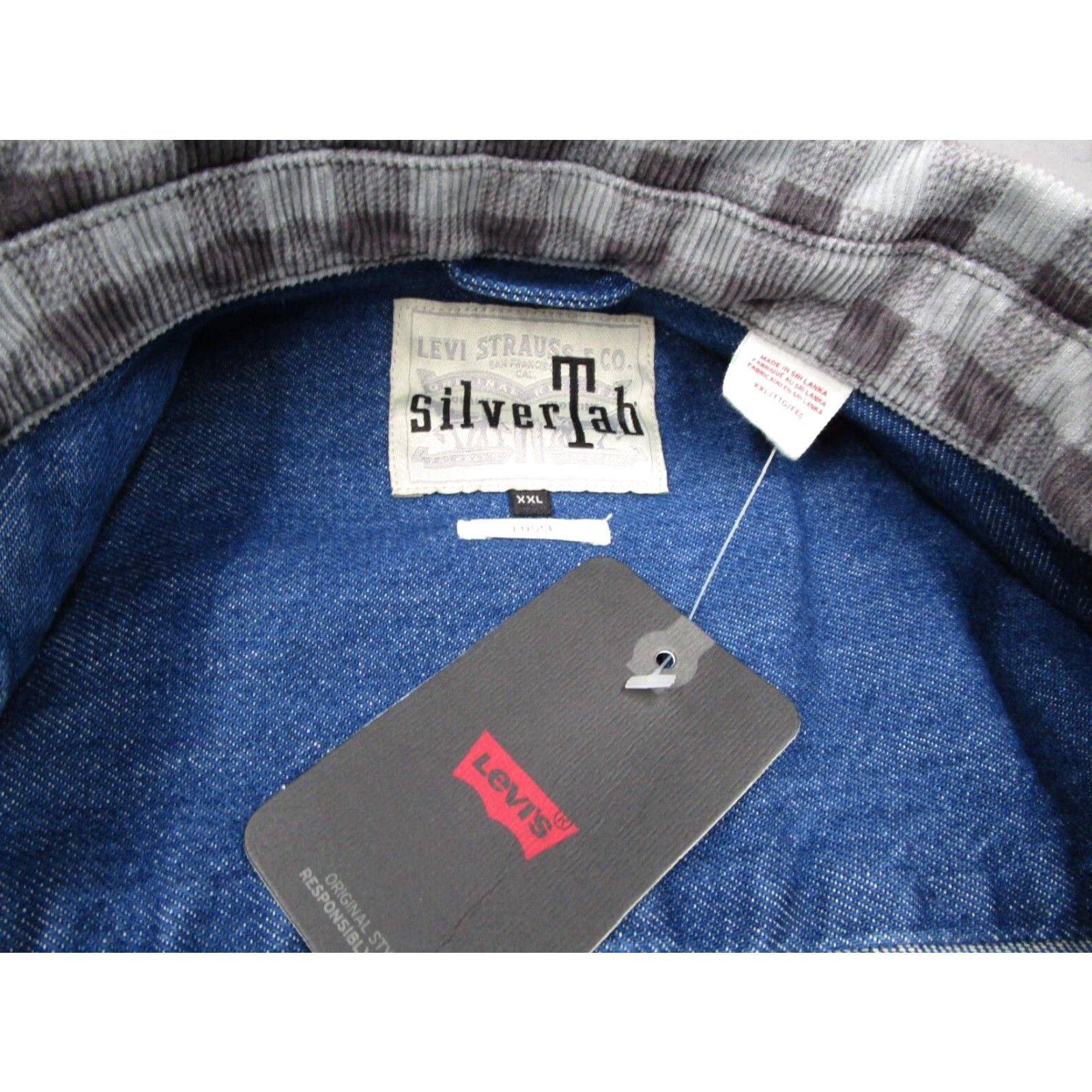 Levi's Levis Jacket Adult 2XL Gray Corduroy Button Up Check Silver Tab Pockets Work Size US XXL / EU 58 / 5 - 3 Thumbnail