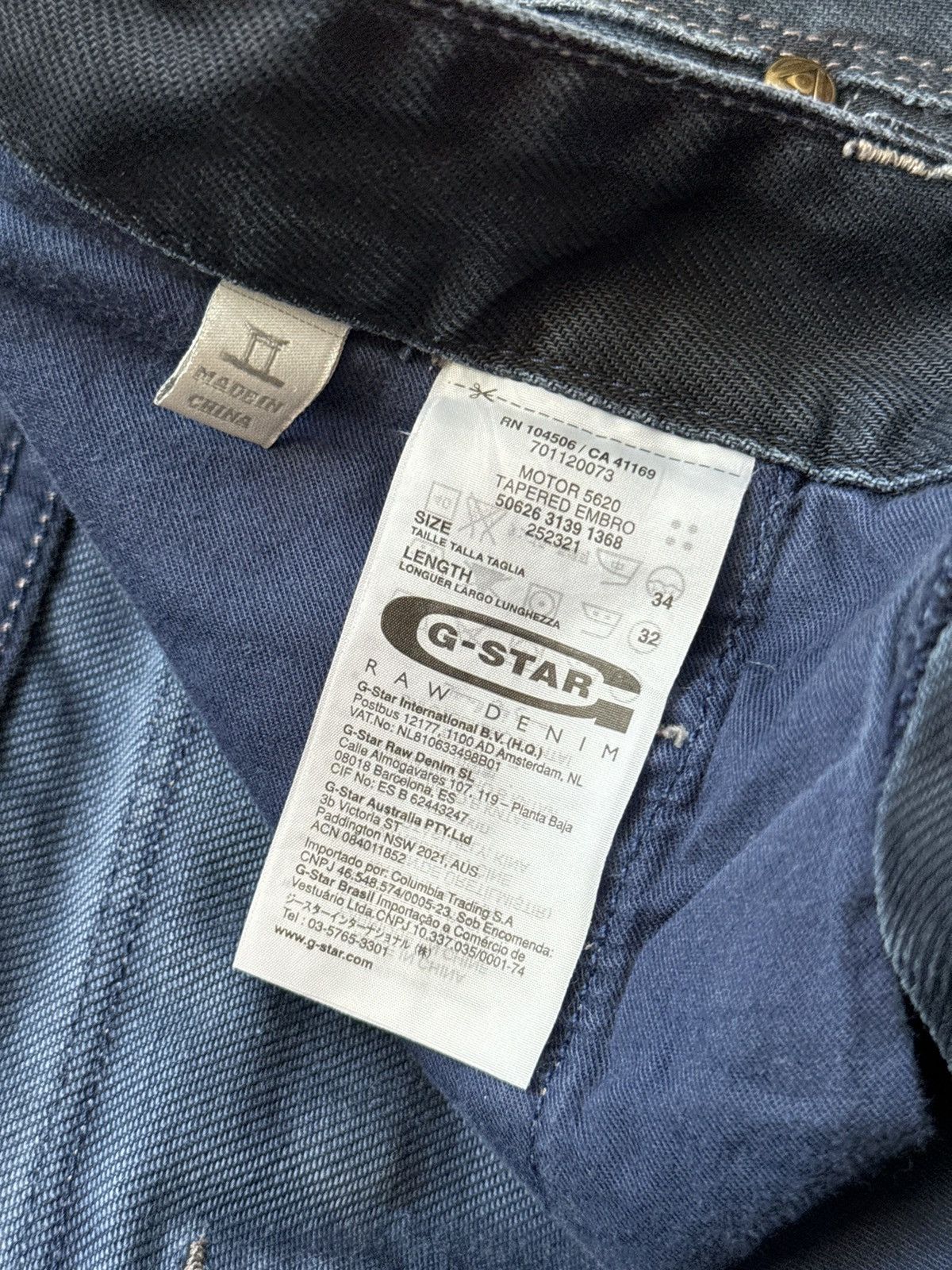 G-Star × Vintage G star raw 34/32 motor 5620 tapered embro denim pant trouser Size US 34 / EU 50 - 15 Thumbnail