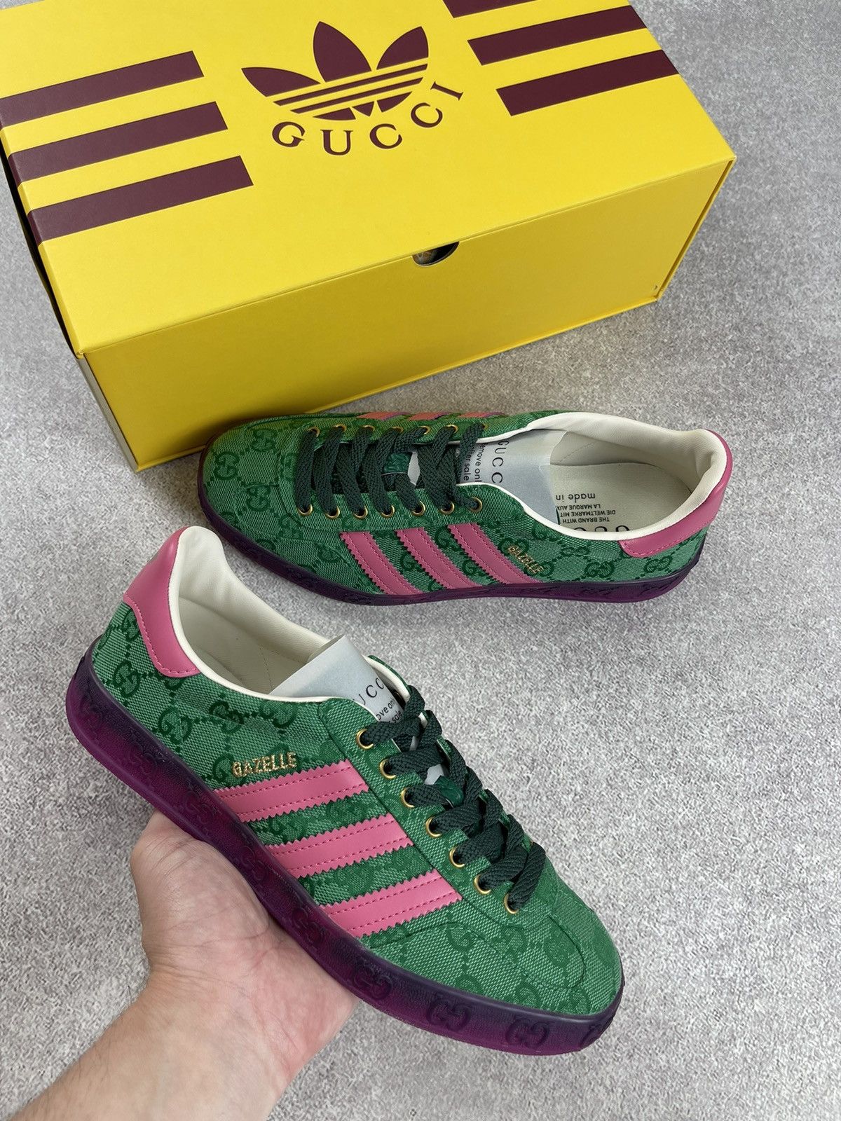 Gucci Adidas x Gucci Gazelle Green GG Monogram Sneakers Size 38 Size US 6.5 / IT 36.5 - 10 Thumbnail