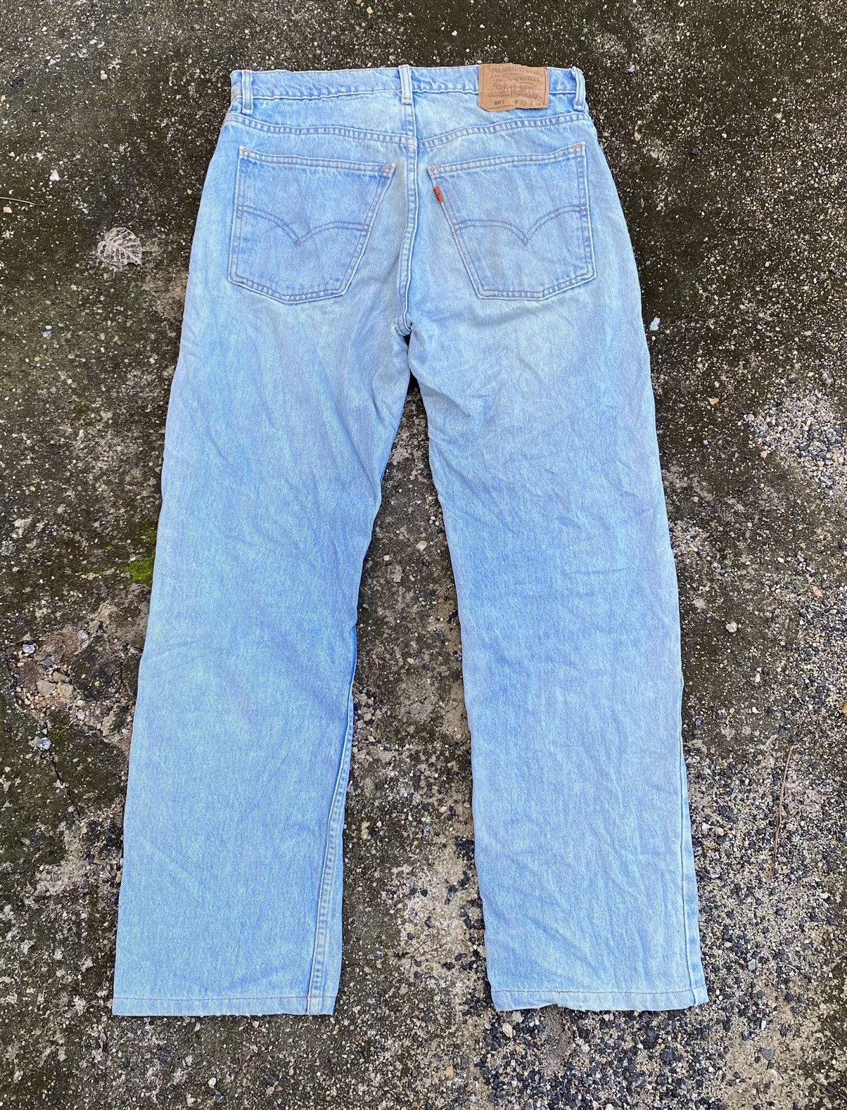 Levi's Vintage Levis 607 Orange Tab Stone Wash Distressed Denim Size US 33 - 2 Thumbnail
