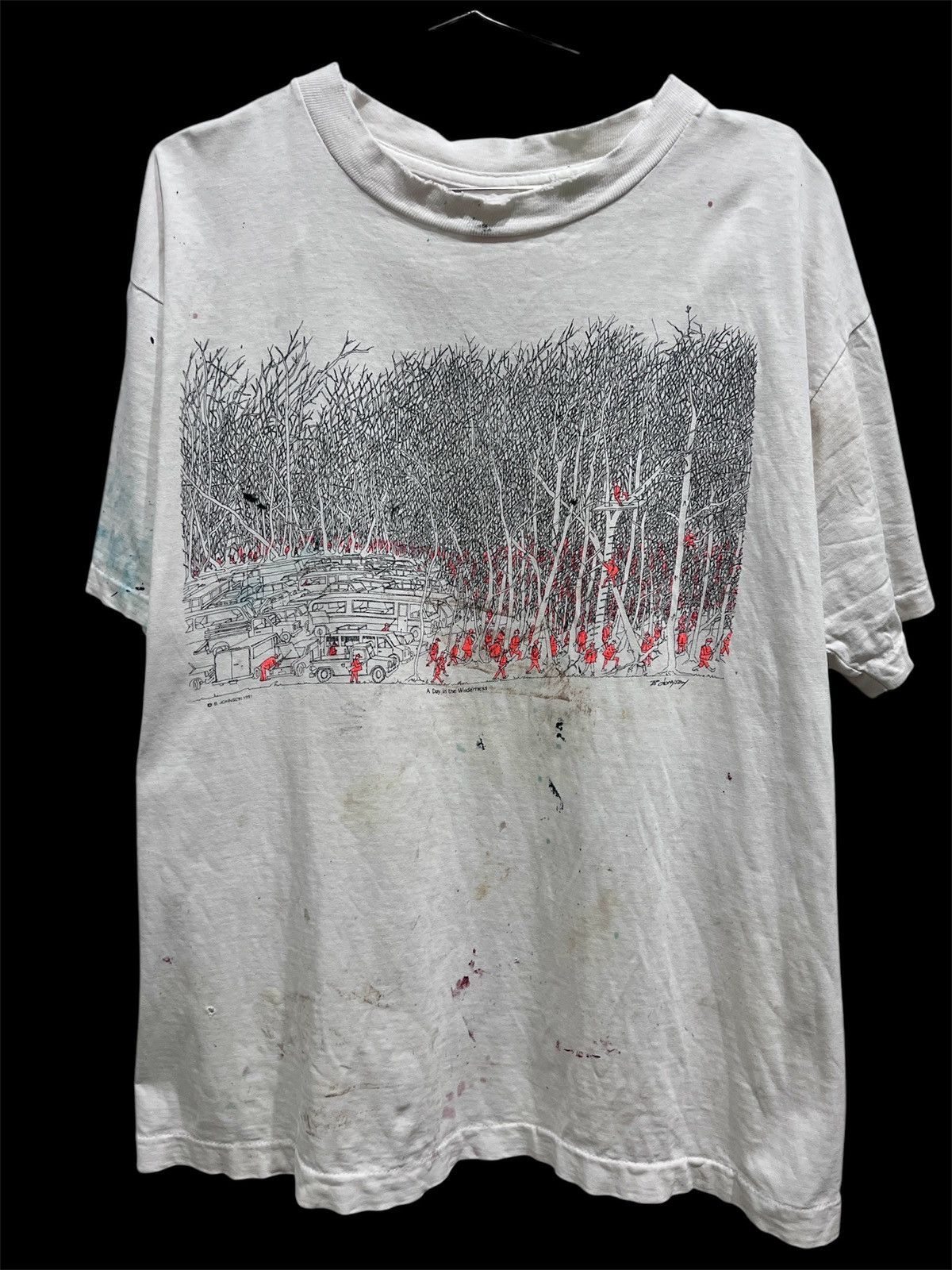 Vintage Vintage 90s B Johnson Tee A Day in the Wilderness Thrashed Size US L / EU 52-54 / 3 - 1 Thumbnail