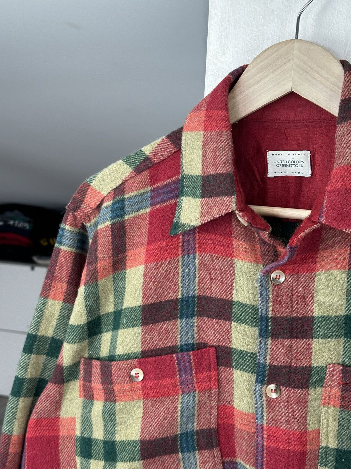 Vintage Vintage Benetton Style Wool Flannel Shirt Size US L / EU 52-54 / 3 - 7 Thumbnail