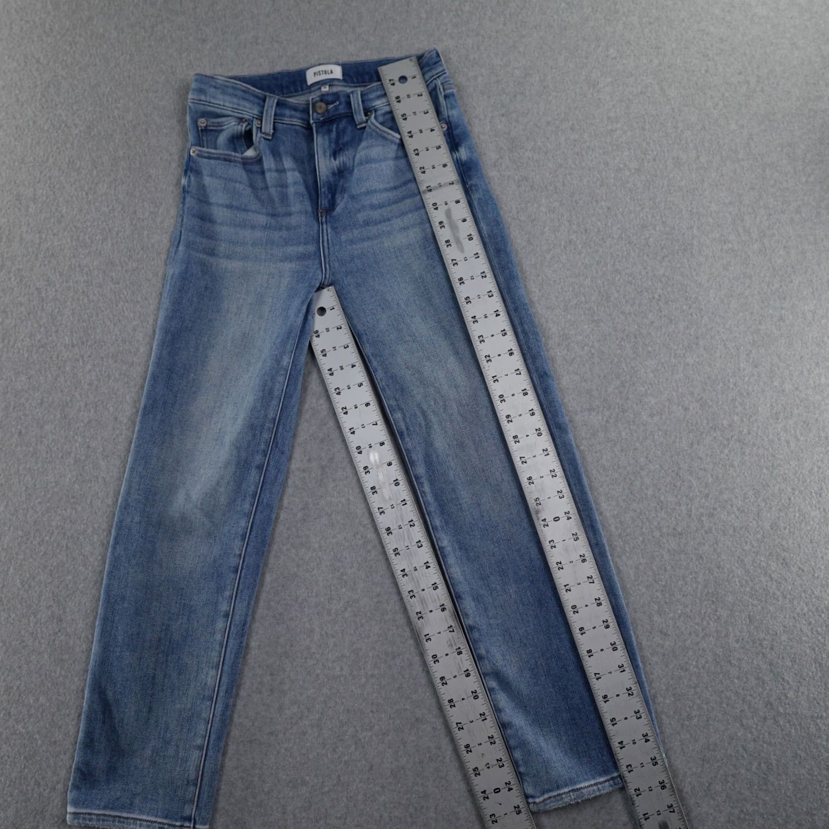Pistola PISTOLA Jeans Womens 26 (26X25) Light Wash Blue High Rise Button Fly Distressed Jeans Size 26" / US 2 / IT 38 - 3 Thumbnail