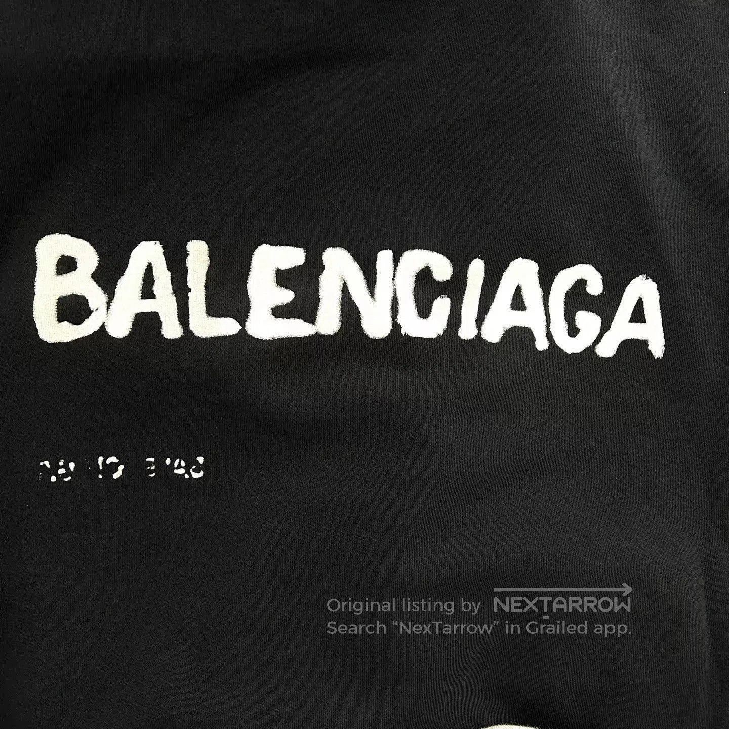 Balenciaga Black Graphic Print Hoodie with Hood and Pocket. Size US XS / EU 42 / 0 - 6 Thumbnail