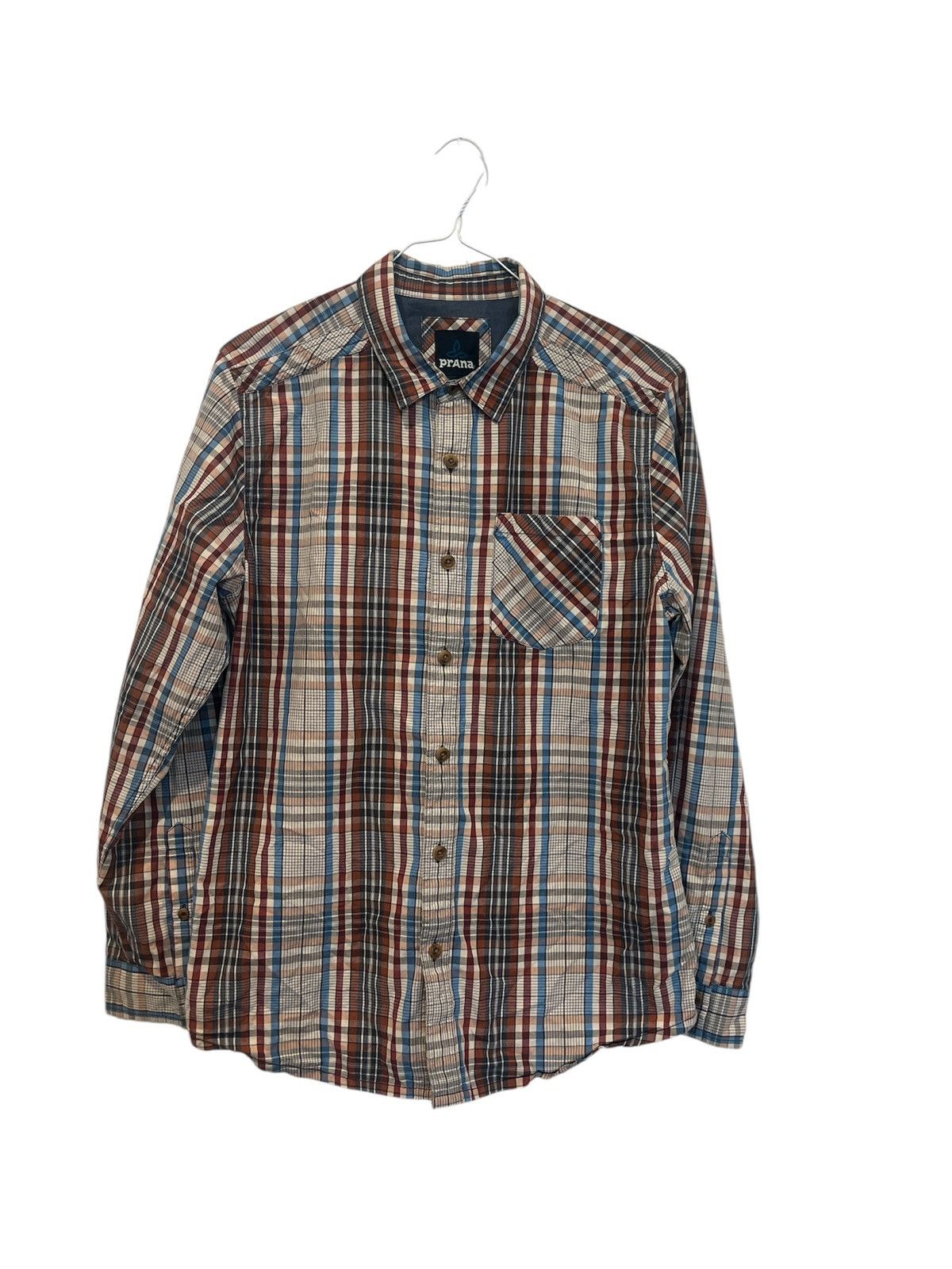 Prana Prana Men's Size Large Red Blue Plaid Long Sleeve Plaid Size US L / EU 52-54 / 3 - 1 Thumbnail