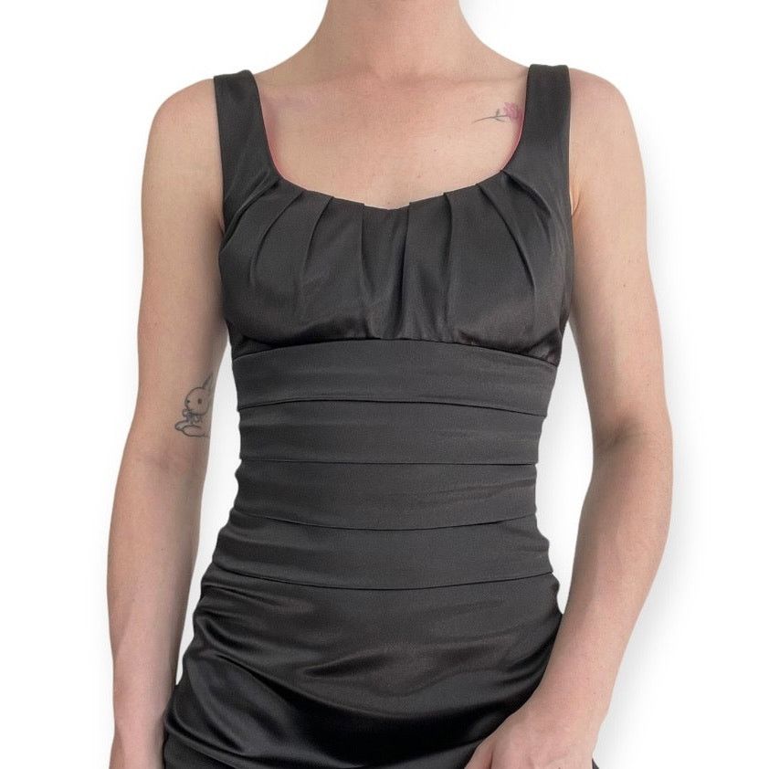 Other B. Darlin Vintage Black Pleated Silky Formal Mini Dress Size M / US 6-8 / IT 42-44 - 5 Thumbnail