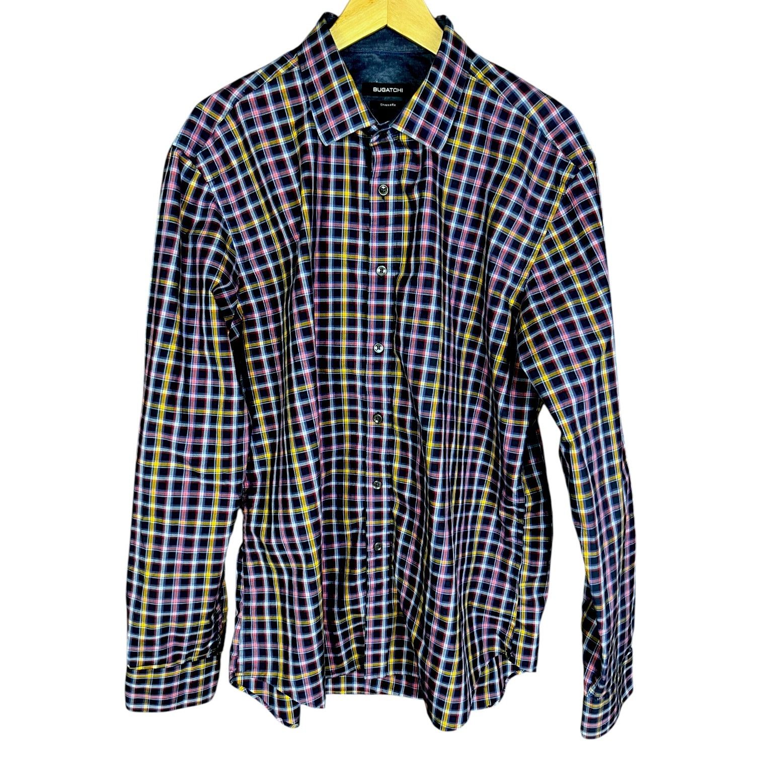 BUGATCHI Mens' Bugatchi Purple Plaid Button-Up Long Sleeve Shirt - XL Size US XL / EU 56 / 4 - 1 Thumbnail