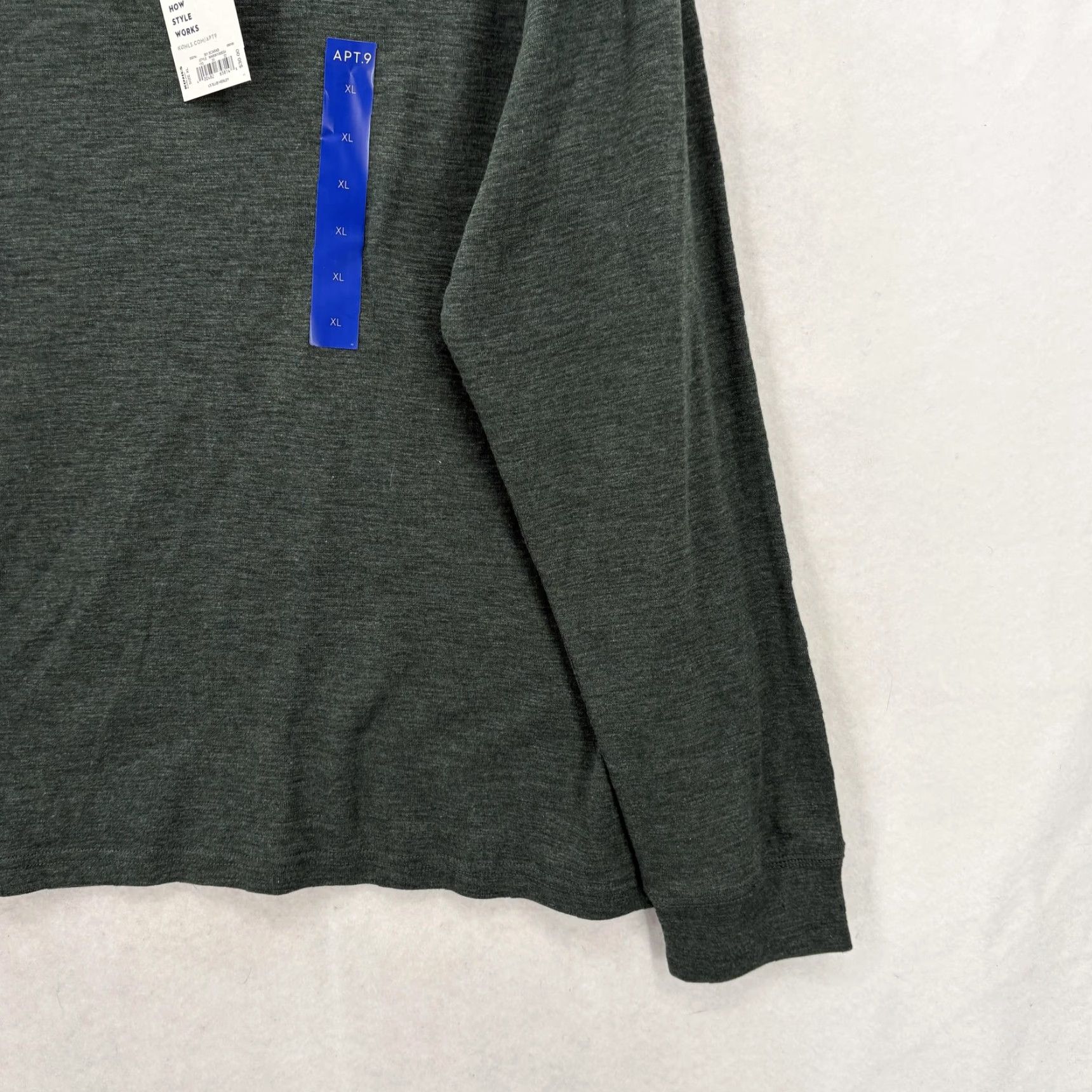 Apt. 9 APT.9 Henley Shirt Mens XL Green Long Sleeve Lightweight Tagless Slub Top Casual Size US XL / EU 56 / 4 - 3 Thumbnail