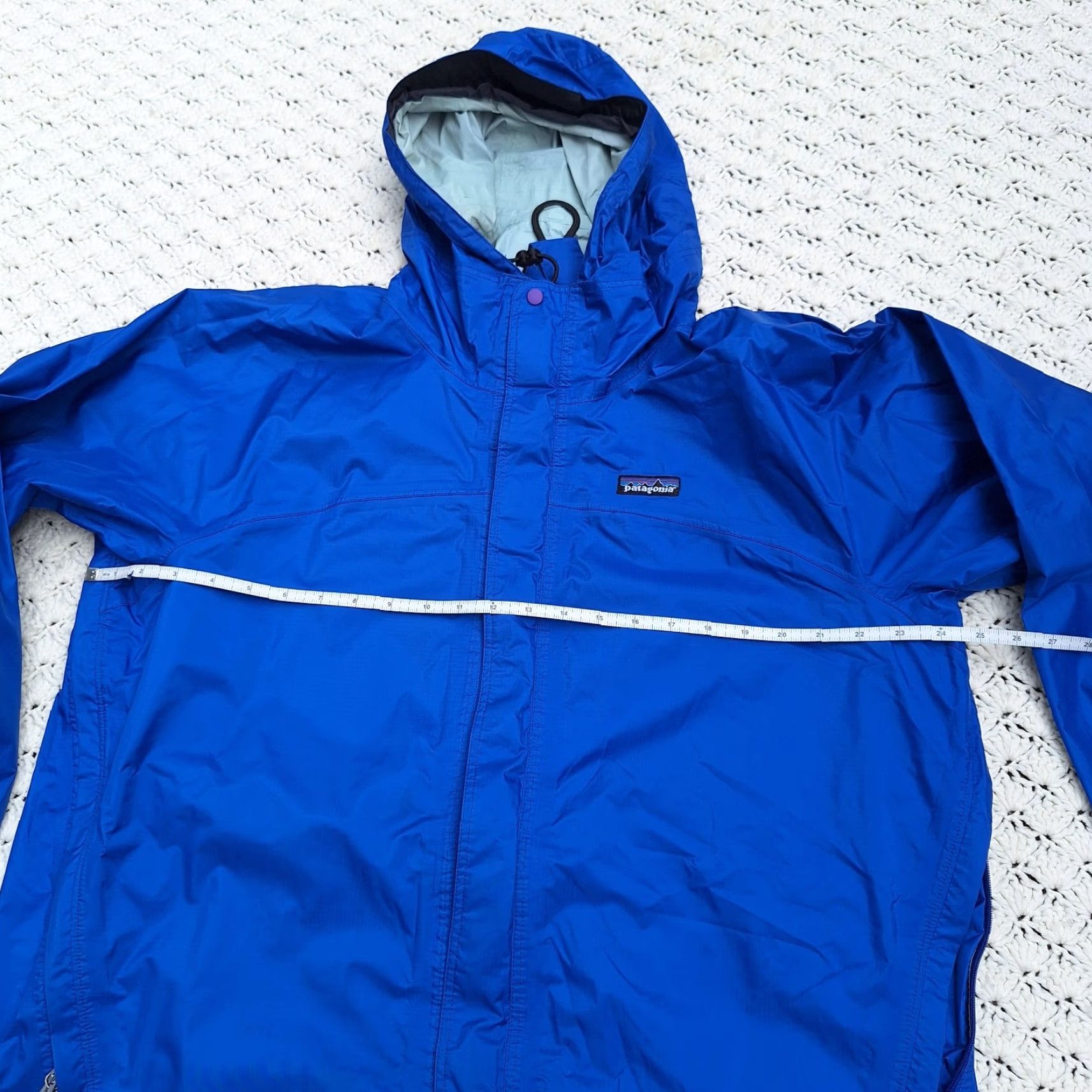 Patagonia Super Cell Rain Jacket Mens Blue Full Zip Hooded Hiking - Large