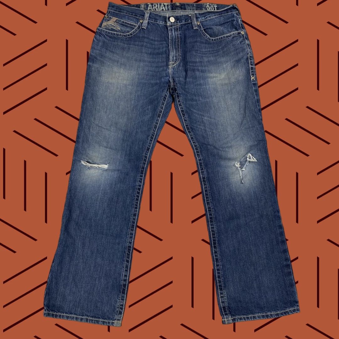 Ariat ARIAT M4 BACKLASH Low Rise Boot Cut Jeans Denim Western 38x34 Mens Blue Dark Wash Size US 38 / EU 54 - 1 Thumbnail