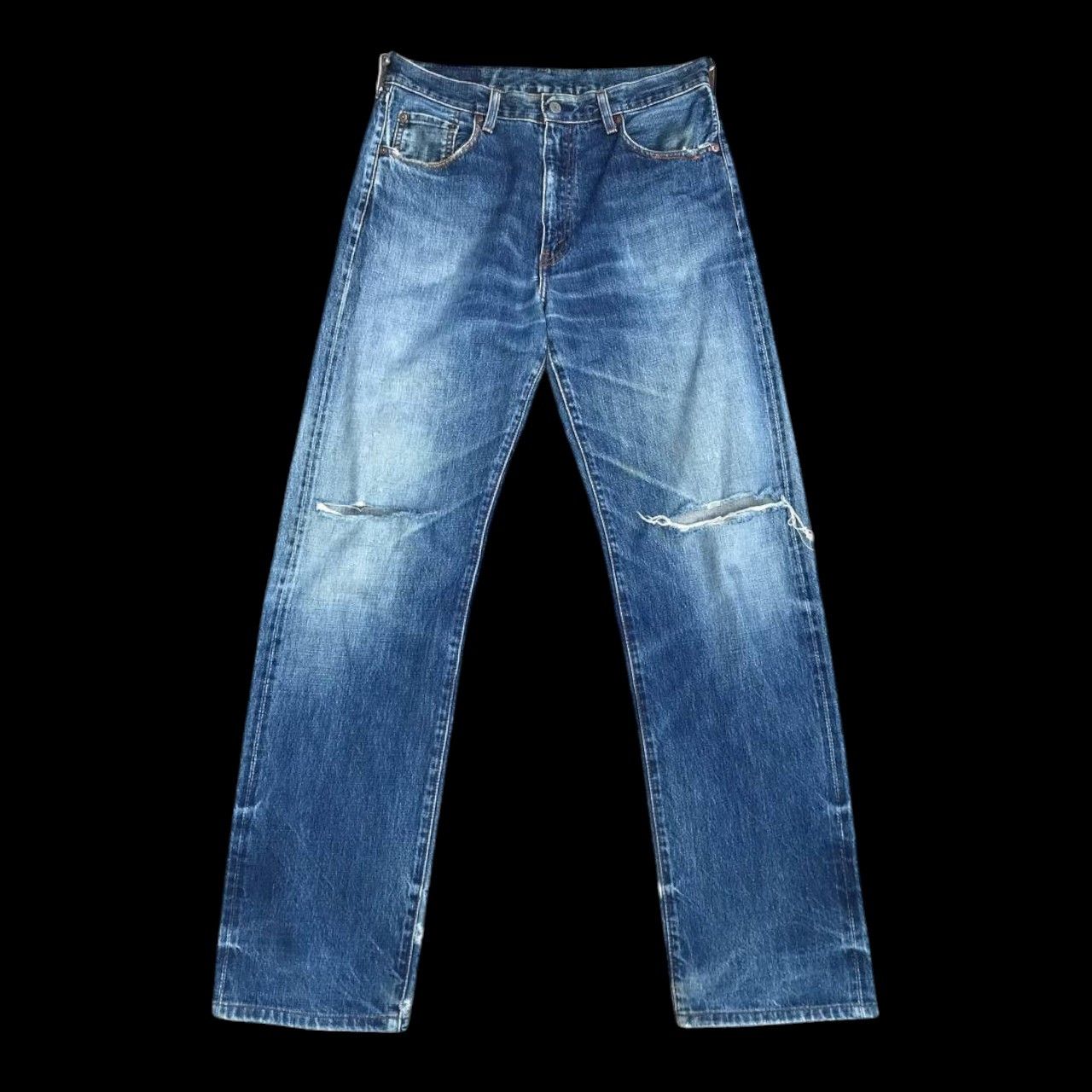 Levi's VINTAGE 1990s LEVIS 502 SELVEDGED DISTRESSED KURT COBAIN Size US 33 - 2 Thumbnail