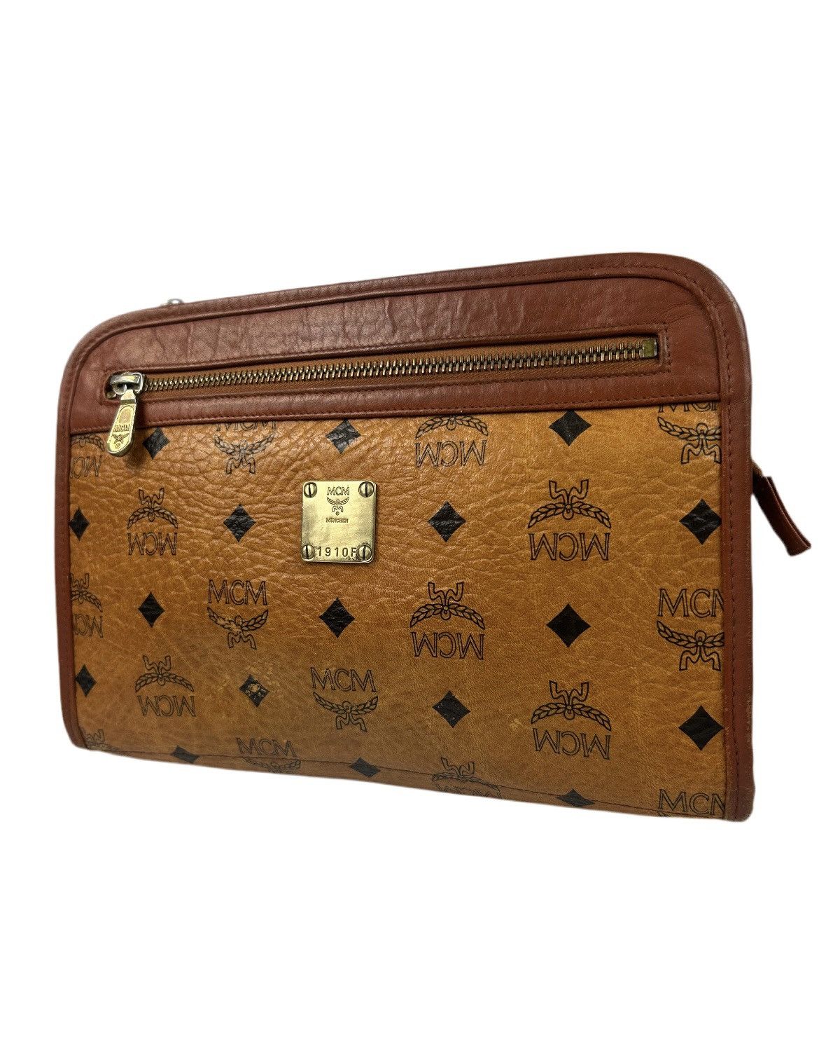 MCM MCM Cognac Leather Clutch Bag Size ONE SIZE - 1 Thumbnail