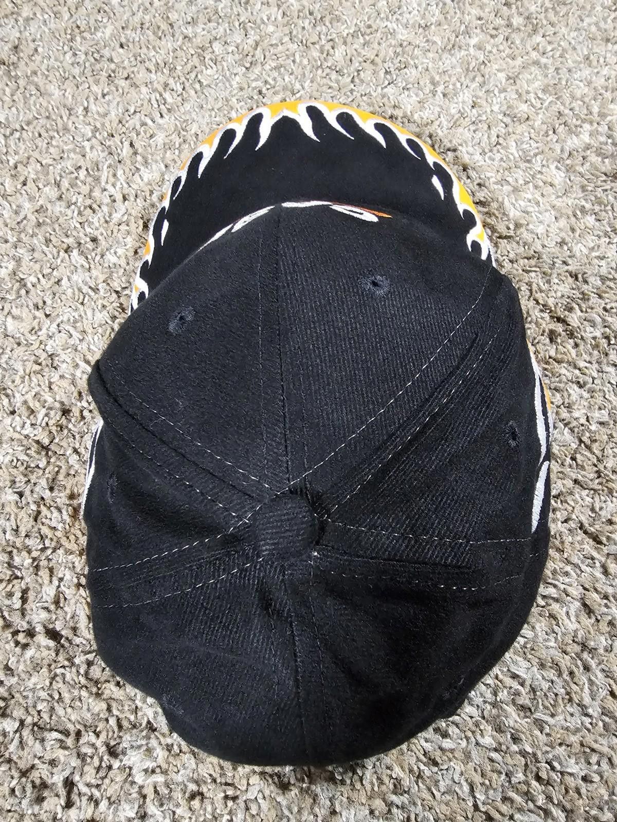 Hard Rock Cafe CASE Black & Yellow Graphic Flame Design Adjustable Cap Hat Size ONE SIZE - 5 Thumbnail