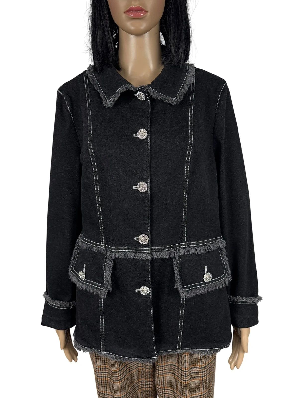 Laurel Laurel Denim Fringed Jacket Vintage size 44 Size L / US 10 / IT 46 - 2 Thumbnail