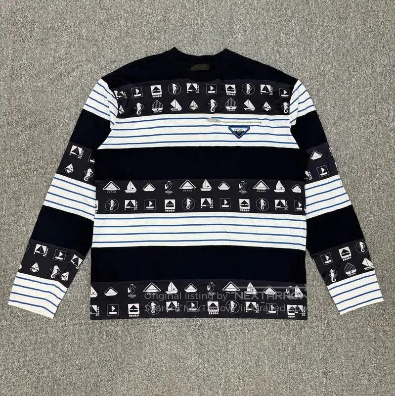 Prada Prada Color Block Cotton Long-Sleeve Sweatshirt. Size US L / EU 52-54 / 3 - 1 Thumbnail