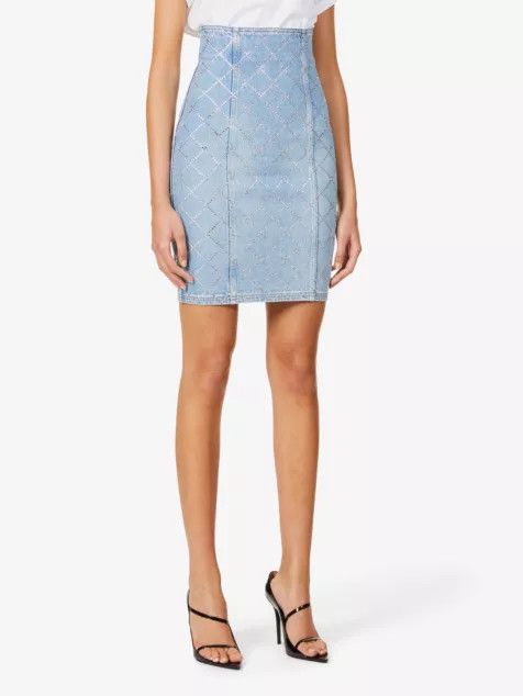 Balmain o1y0625 Denim Skirt in Blue Size 26" / US 2 / IT 38 - 2 Thumbnail
