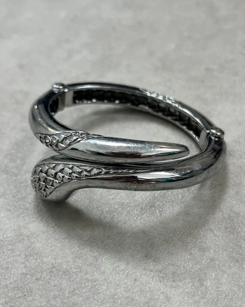 Just Cavalli Cavalli Silver Metal Snake Bangle Bracelet Size ONE SIZE - 1 Thumbnail