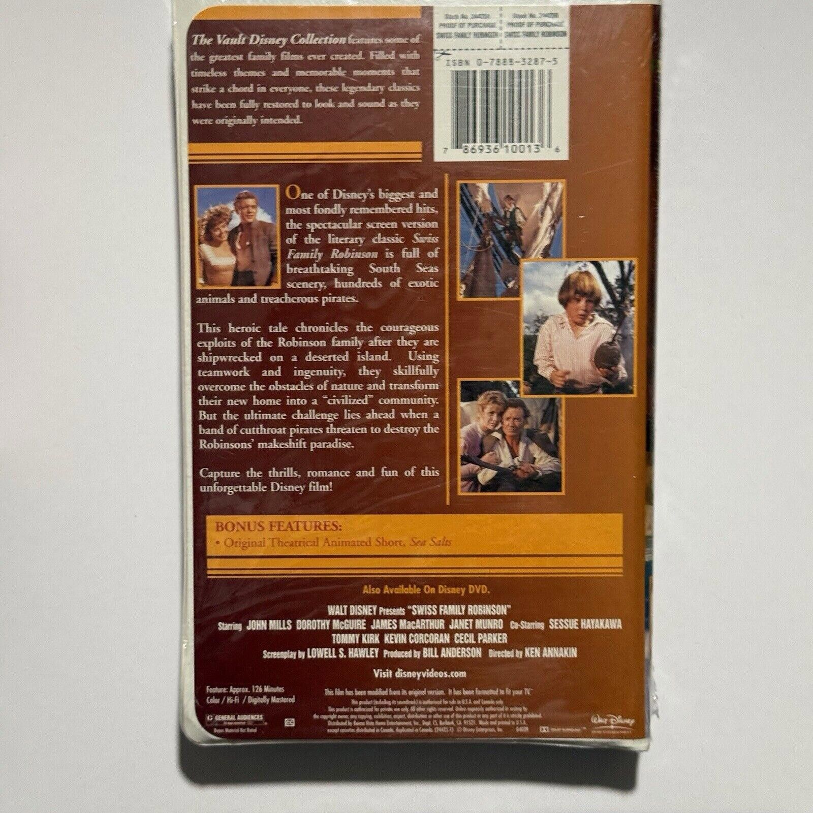 Disney Swiss Family Robinson VHS RARE Vault Disney SEALED Size ONE SIZE - 3 Thumbnail