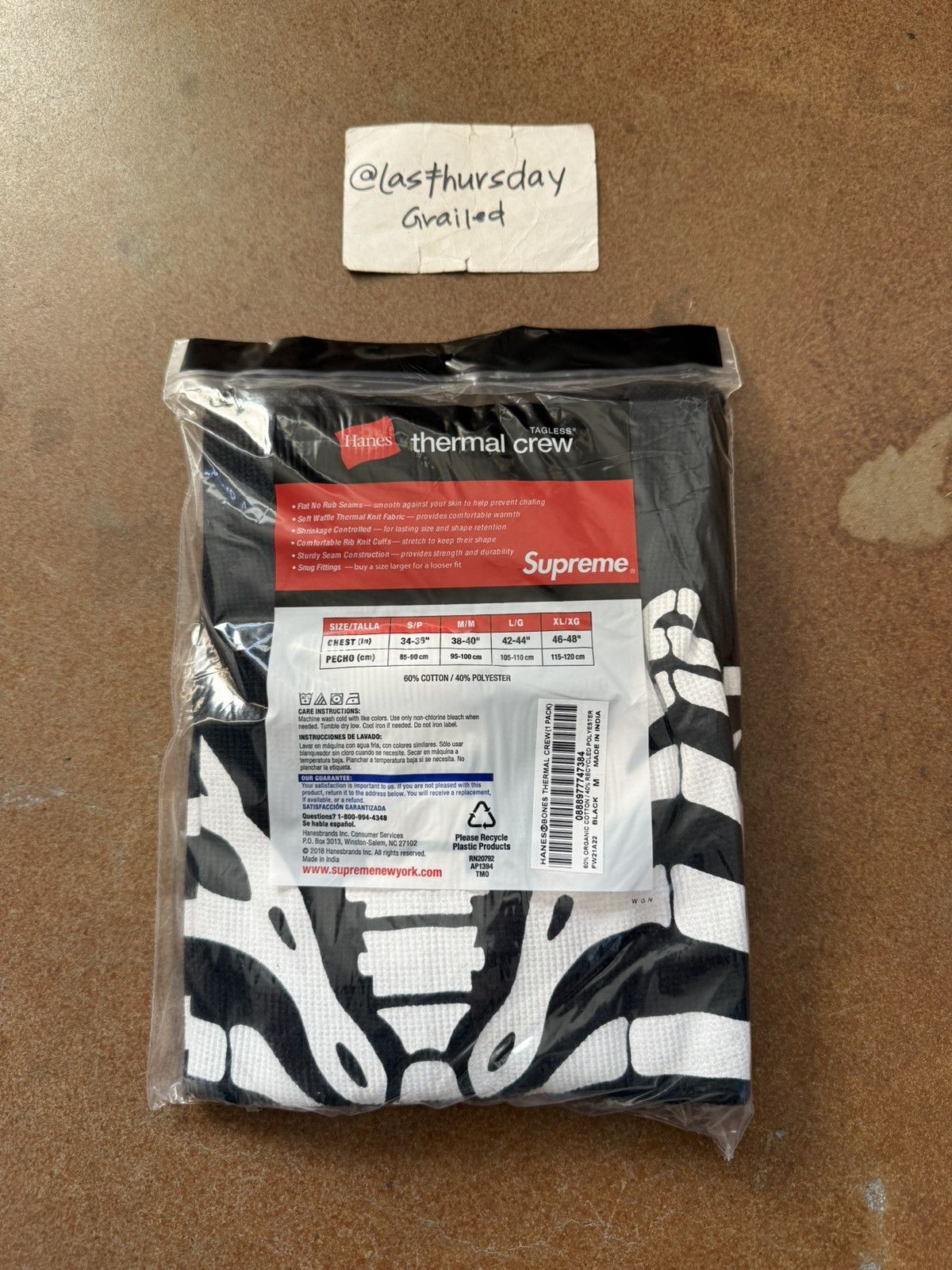 Hanes × Supreme Supreme x Hanes Bone Skeleton Thermal Black Medium Size US M / EU 48-50 / 2 - 9 Thumbnail
