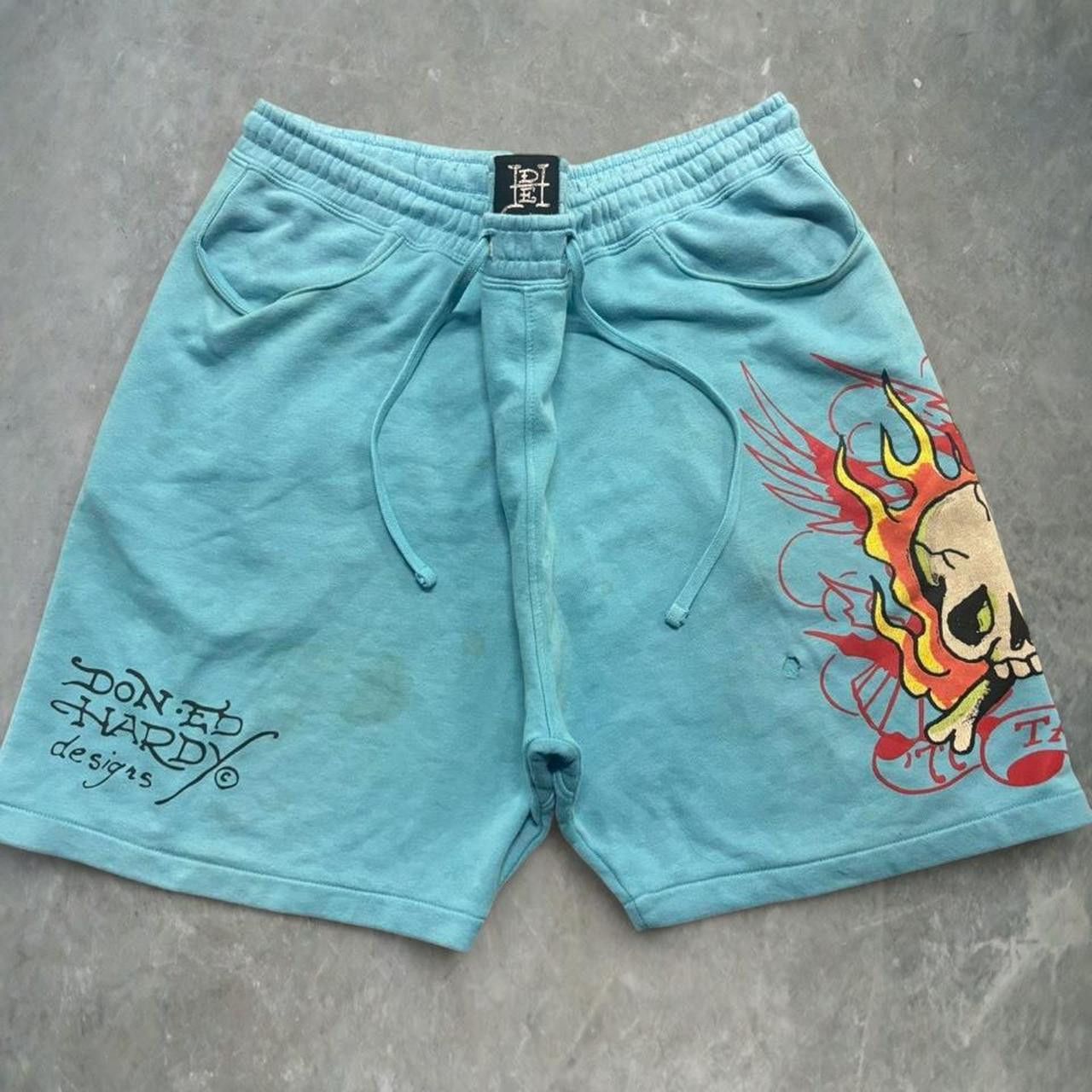 Ed Hardy Crazy Vintage Y2K 2000s Ed Hardy Blue Essential Sweatpants With Holes Shown in photo 3,5,6! Size US 42 / EU 58 - 1 Thumbnail