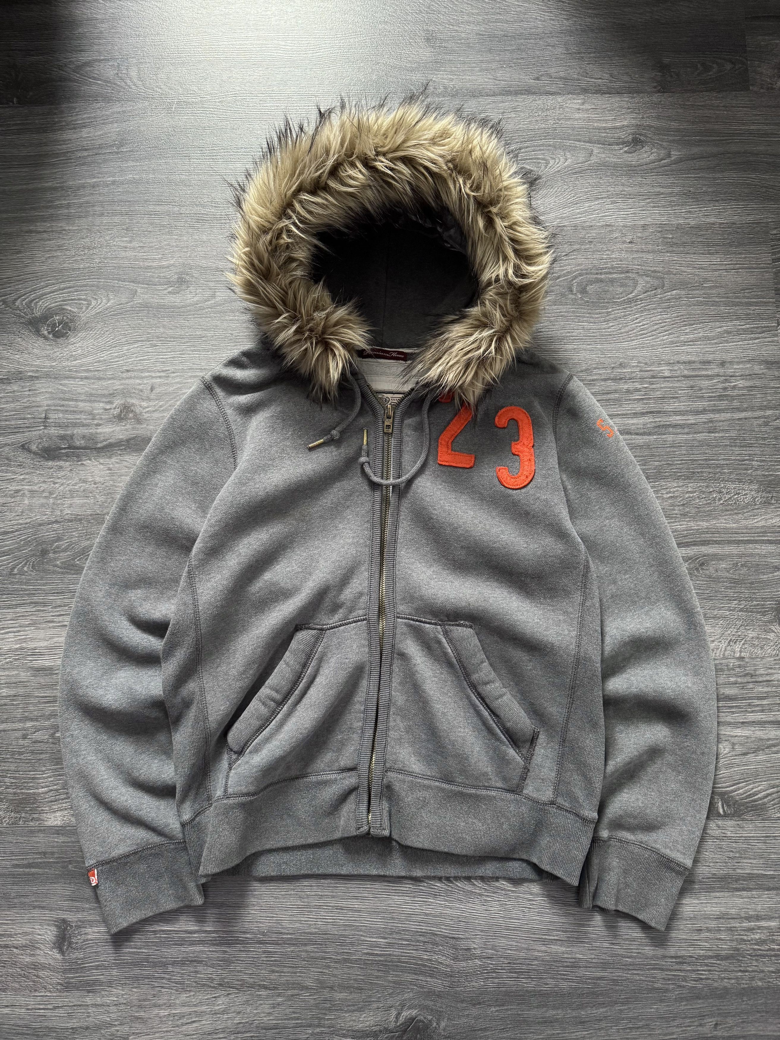 Superdry Y2K Faux Fur Hoodie Jacket LGB Japanese style
