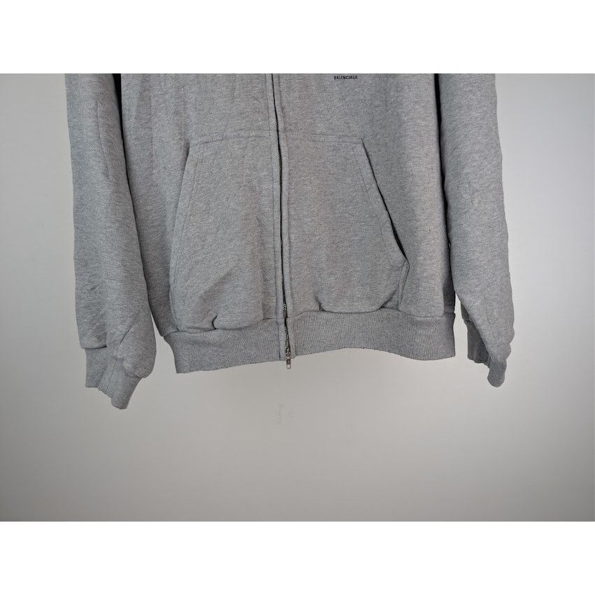 Balenciaga o1rshd1 Q:2 / Planet Earth Molleton Arch Zip-Up Hoodie Grey Size US M / EU 48-50 / 2 - 5 Thumbnail