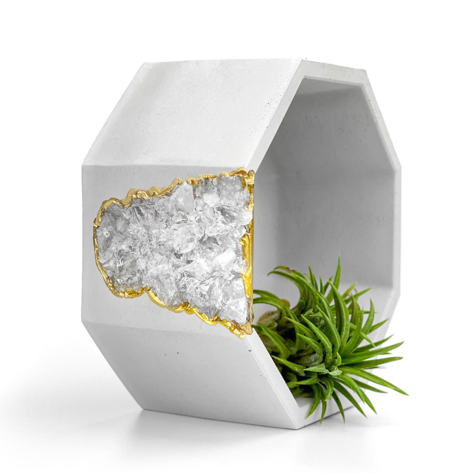 Other Raw Clear Quartz Crystal Planter | Large Geode Succulent Pot Size ONE SIZE - 3 Thumbnail