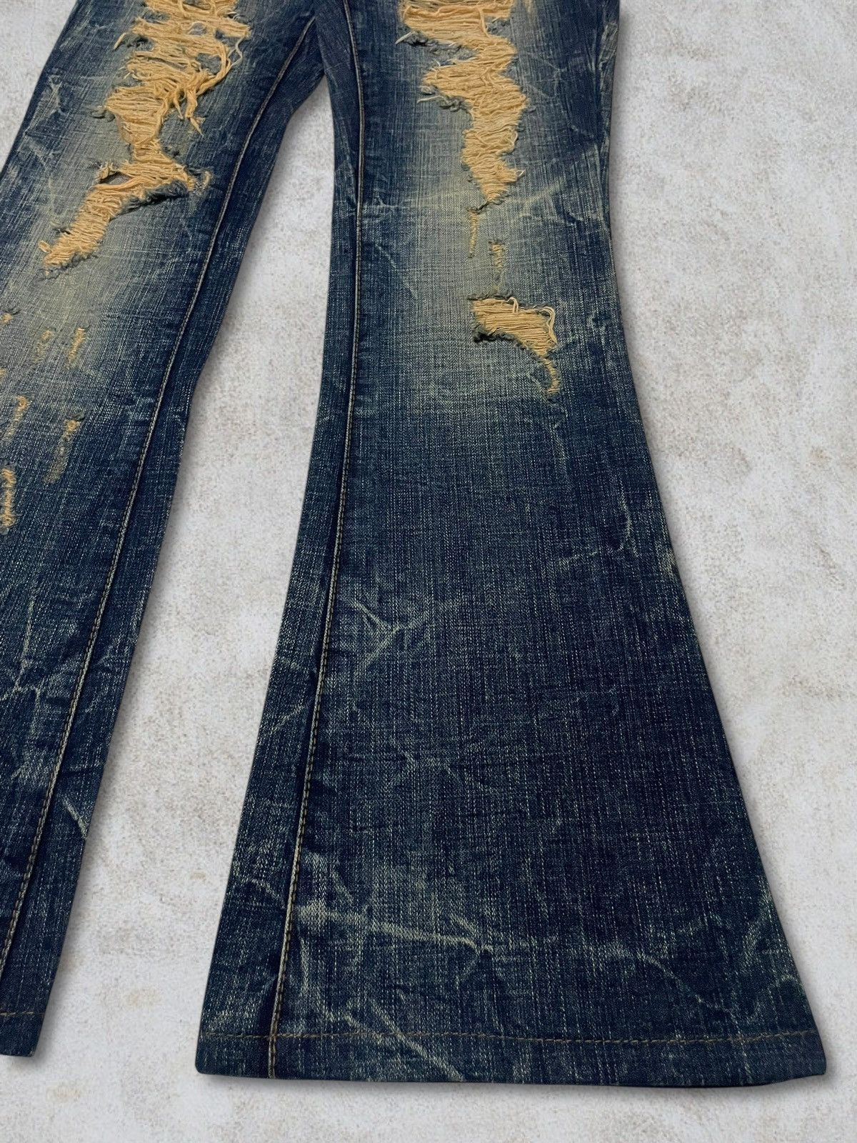 GOSTAR DE FUGA Maraxia Mudwash Distressing Flared Cracked Design Denim Size 25" / US 0 / IT 36 - 10 Thumbnail