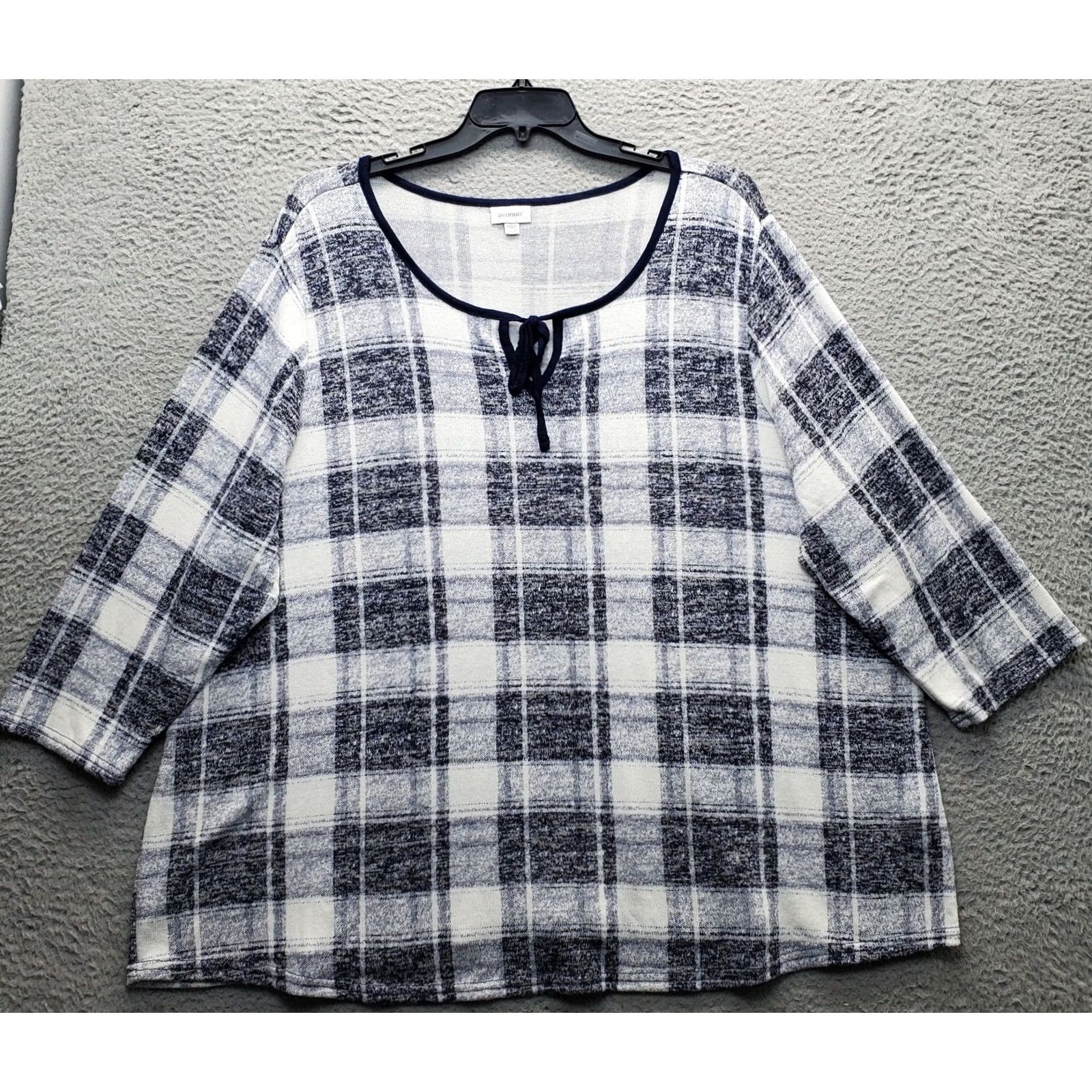 Avenue Avenue Blouse Womens 26/28 Plaid Stretch Long Sleeve V-Neck Casual Shirt Womens Size 26/28 Multicolor Size 4XL / US 24-26 - 2 Thumbnail
