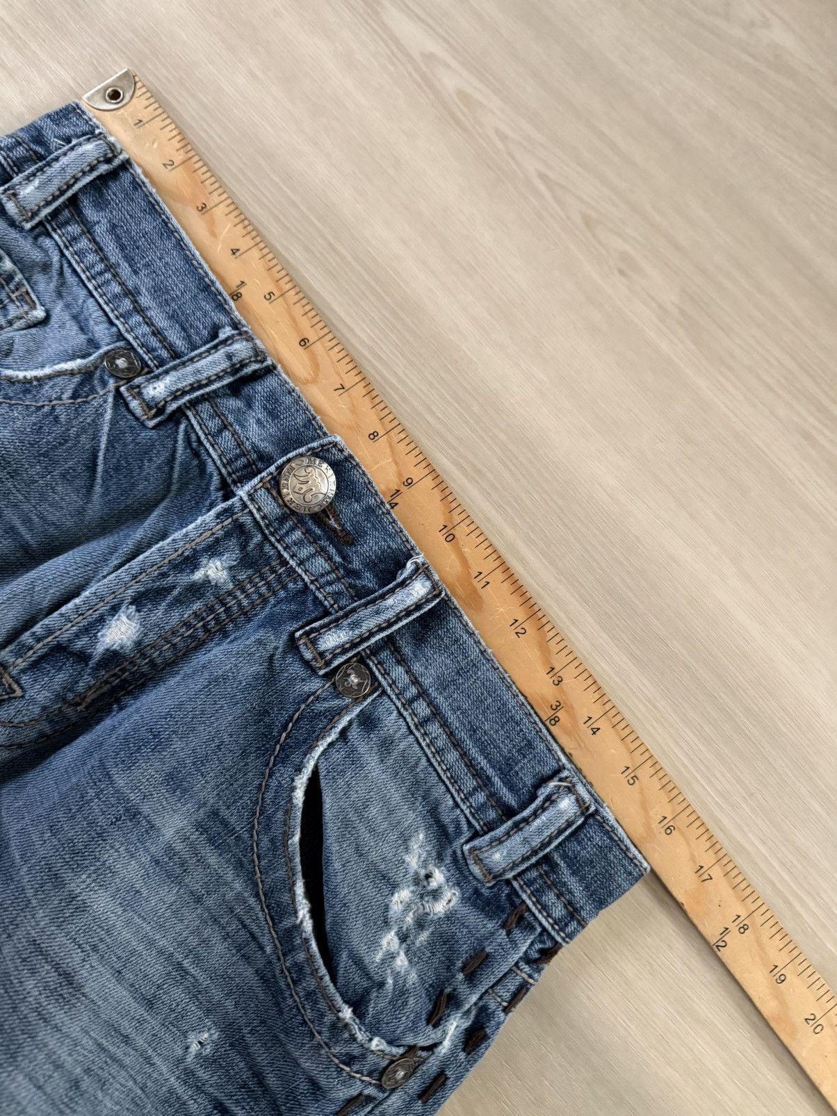 Mek Denim Vtg Y2K MEK Denim Durham Distressed Boot Cut Sz 32x32 *33x30 Size 32" / US 10 / IT 46 - 7 Thumbnail