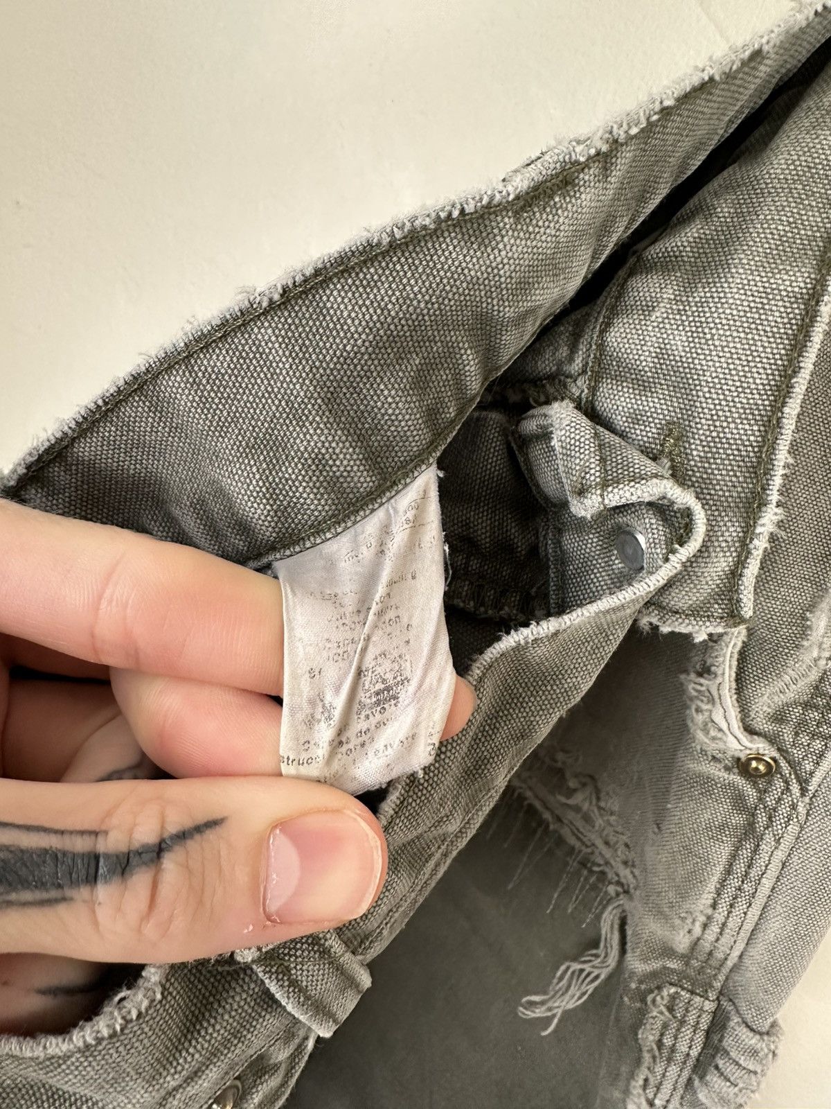 Carhartt (31x30) CRAZY THRASHED REPAIRED Carhartt Double Knee Pants Size US 31 - 8 Thumbnail